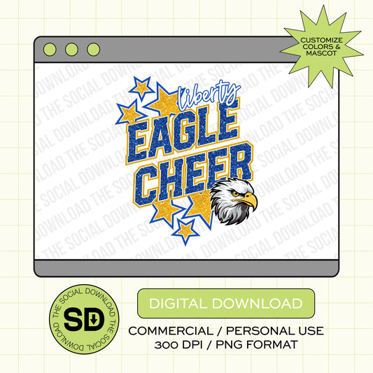 Allstar Cheer Custom School Spirit PNG Download File, Cheer Mascot png, custom school png, DTF, Sublimation, (CHEER1007)