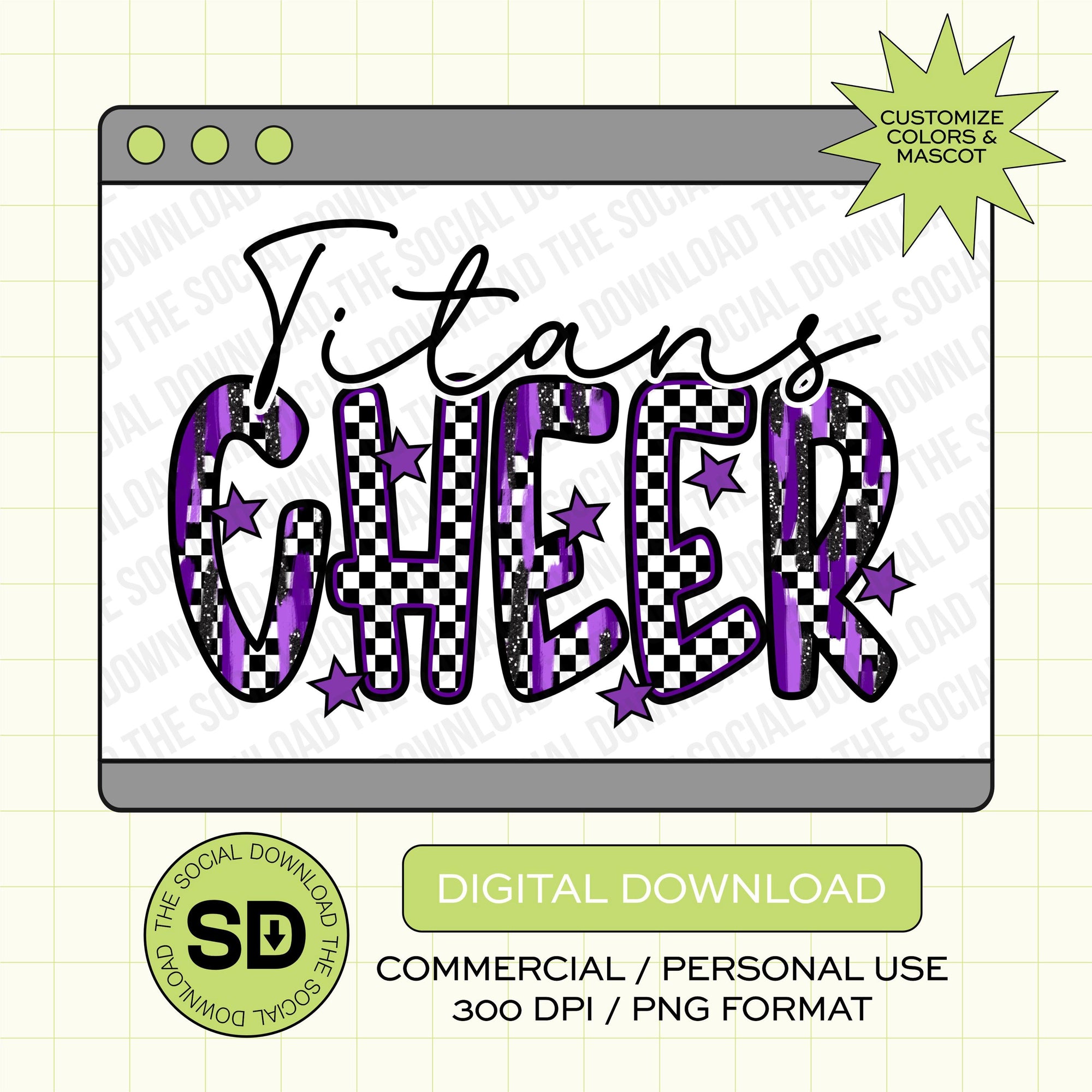 Sporty Brush Alpha Cheer Custom School Spirit PNG  (CHEER1007)