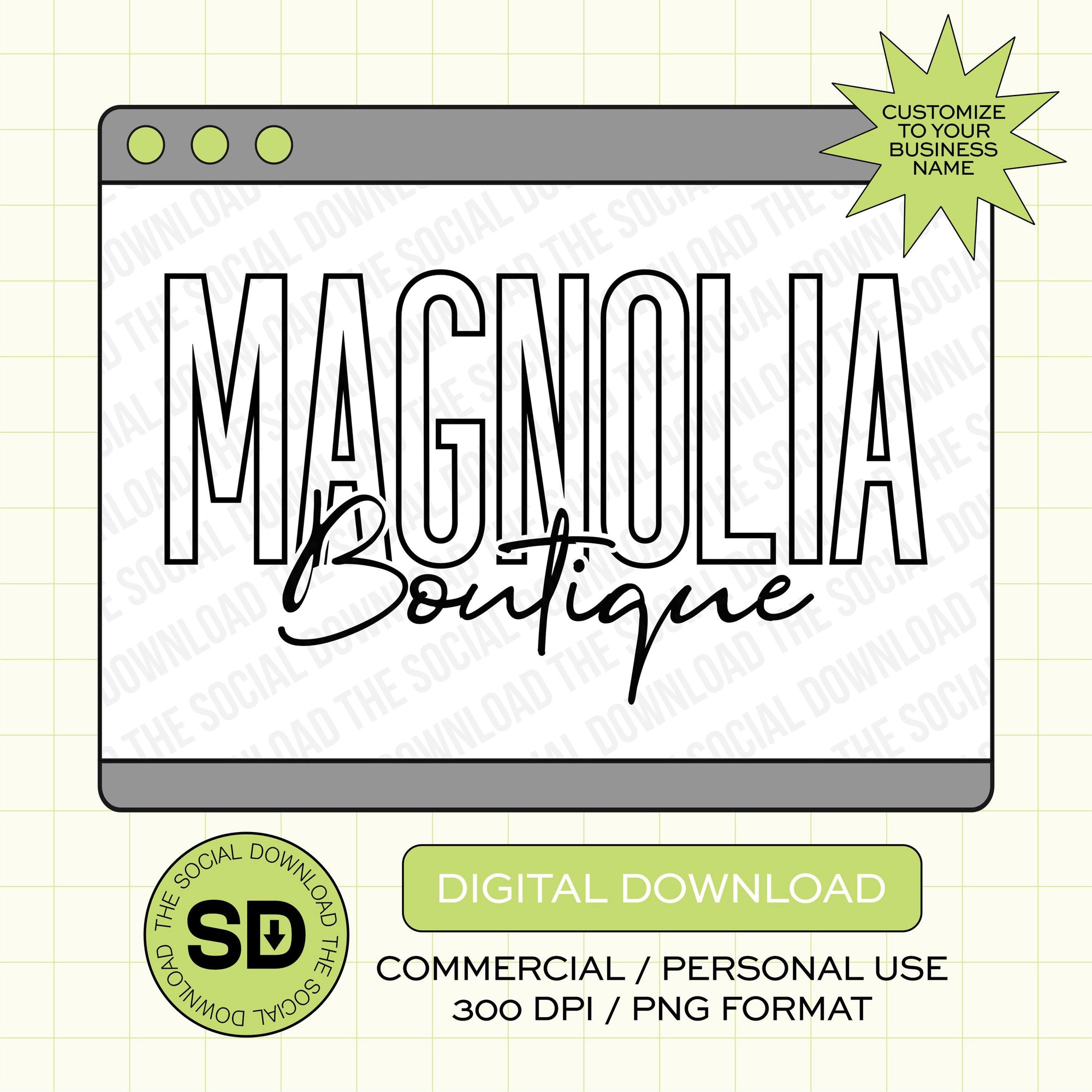 Modern Logo Custom Shop Local Boutique Name PNG File (LOGO1003)