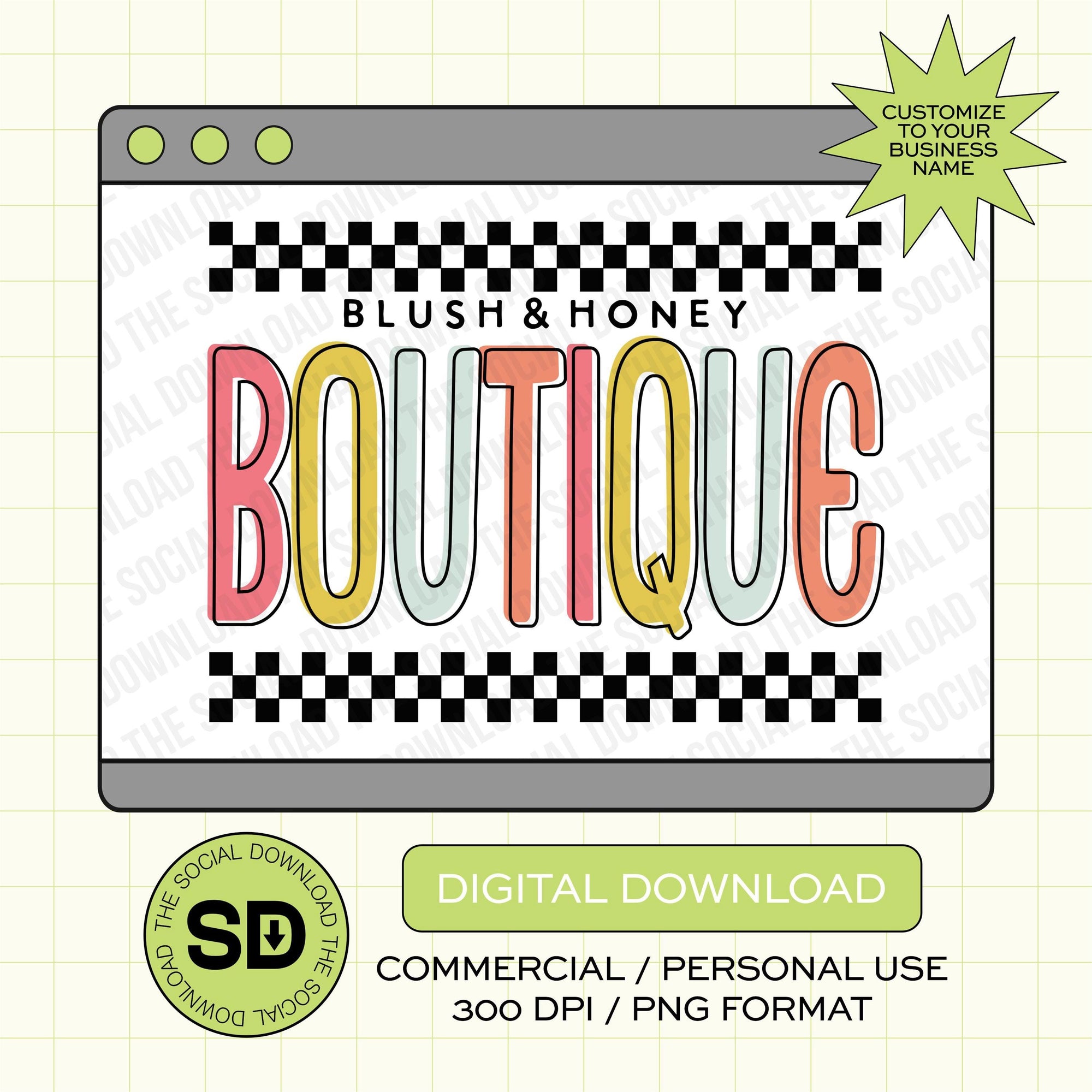 Checkered Shop Small Custom Shop Local Boutique Name PNG File (LOGO1015)