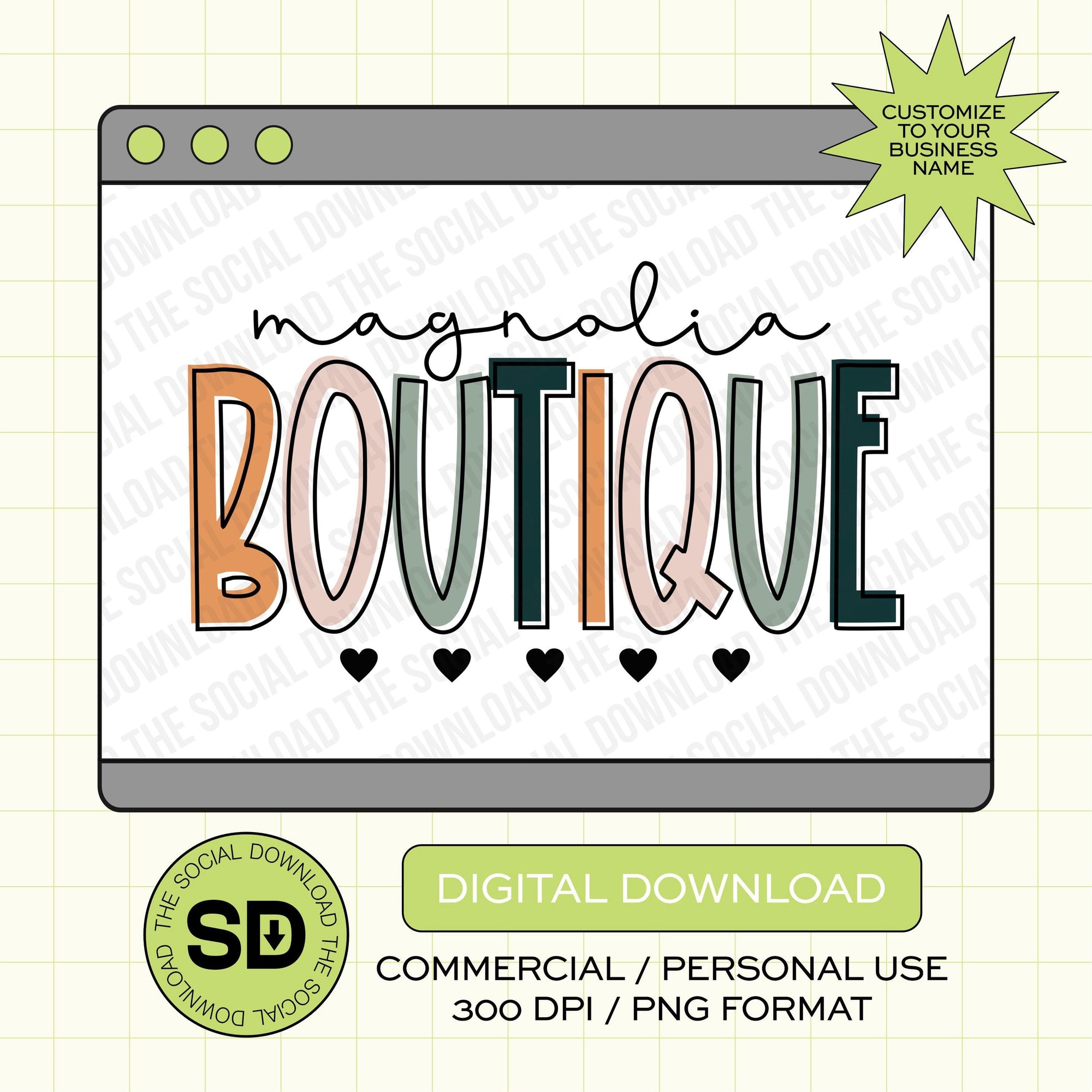 All the Hearts Shop Small Custom Shop Local Boutique Name PNG File (LOGO1014)