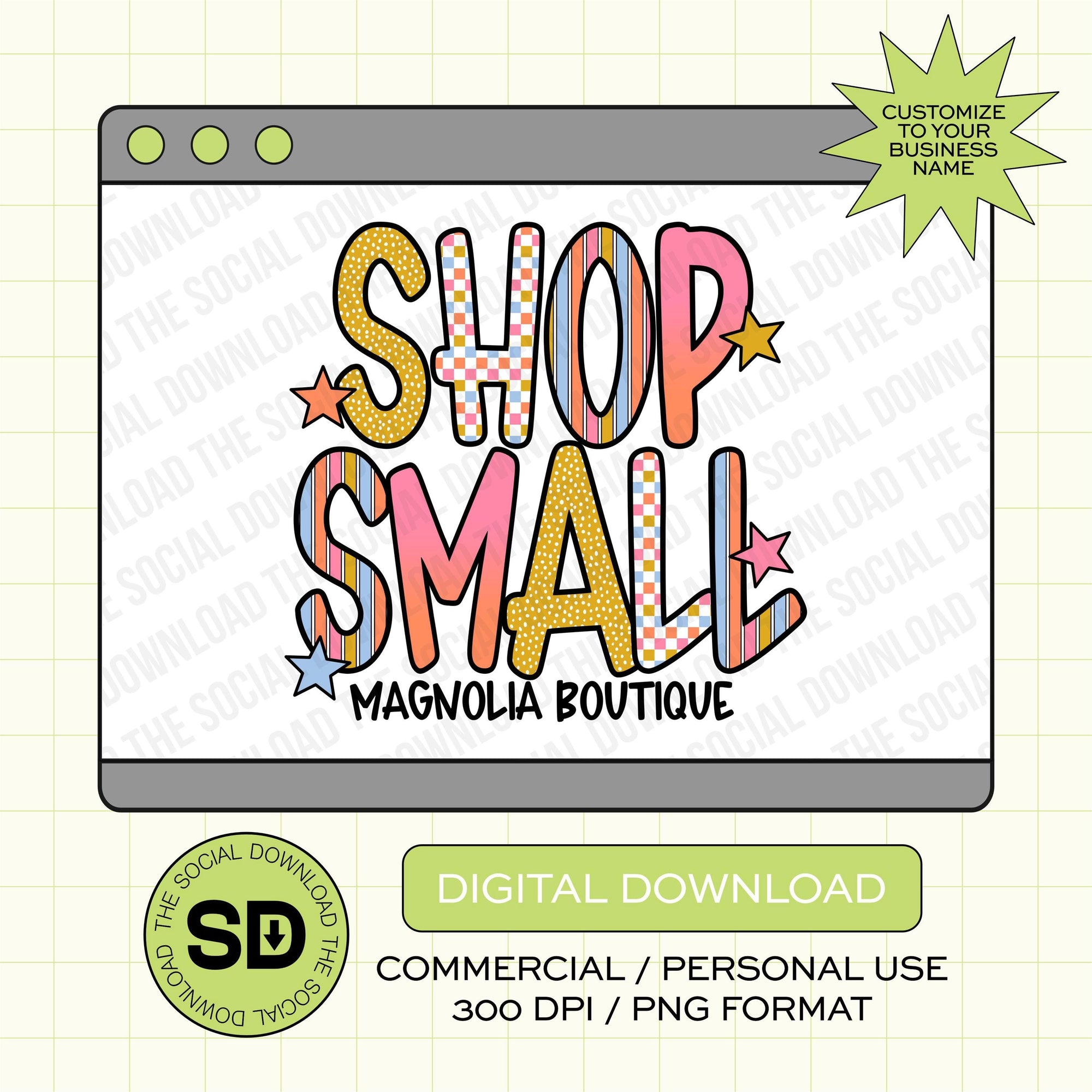 Retro Sunset Alpha Shop Local Boutique Name  PNG File (LOGO1031)