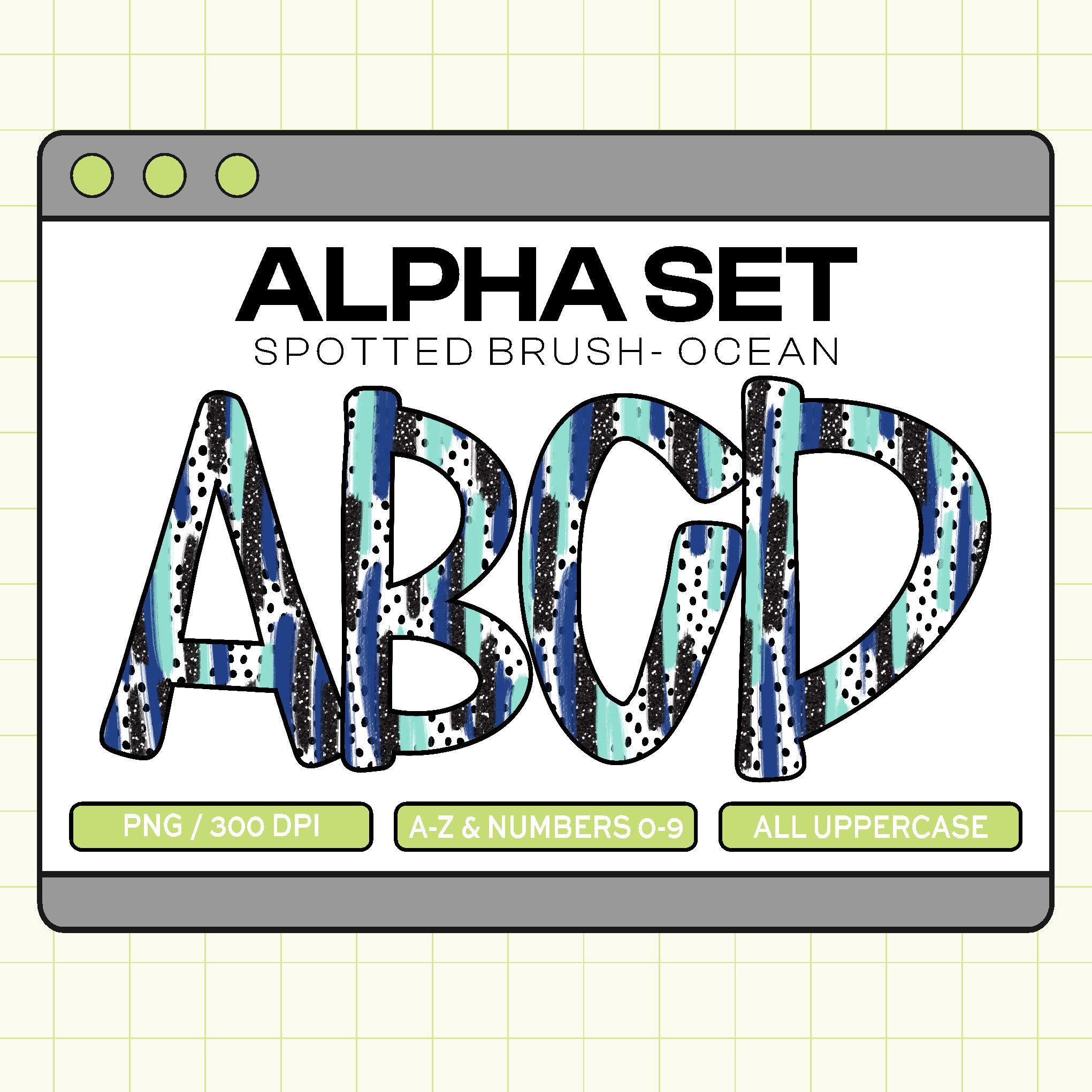 Trendy PNG Alpha Set (Spotted Brush-Ocean)