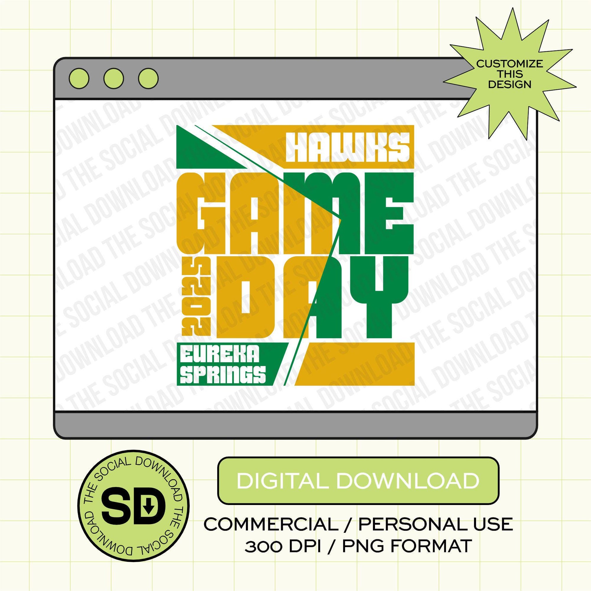 Game Day Split Custom School Spirit PNG File (SW1113)