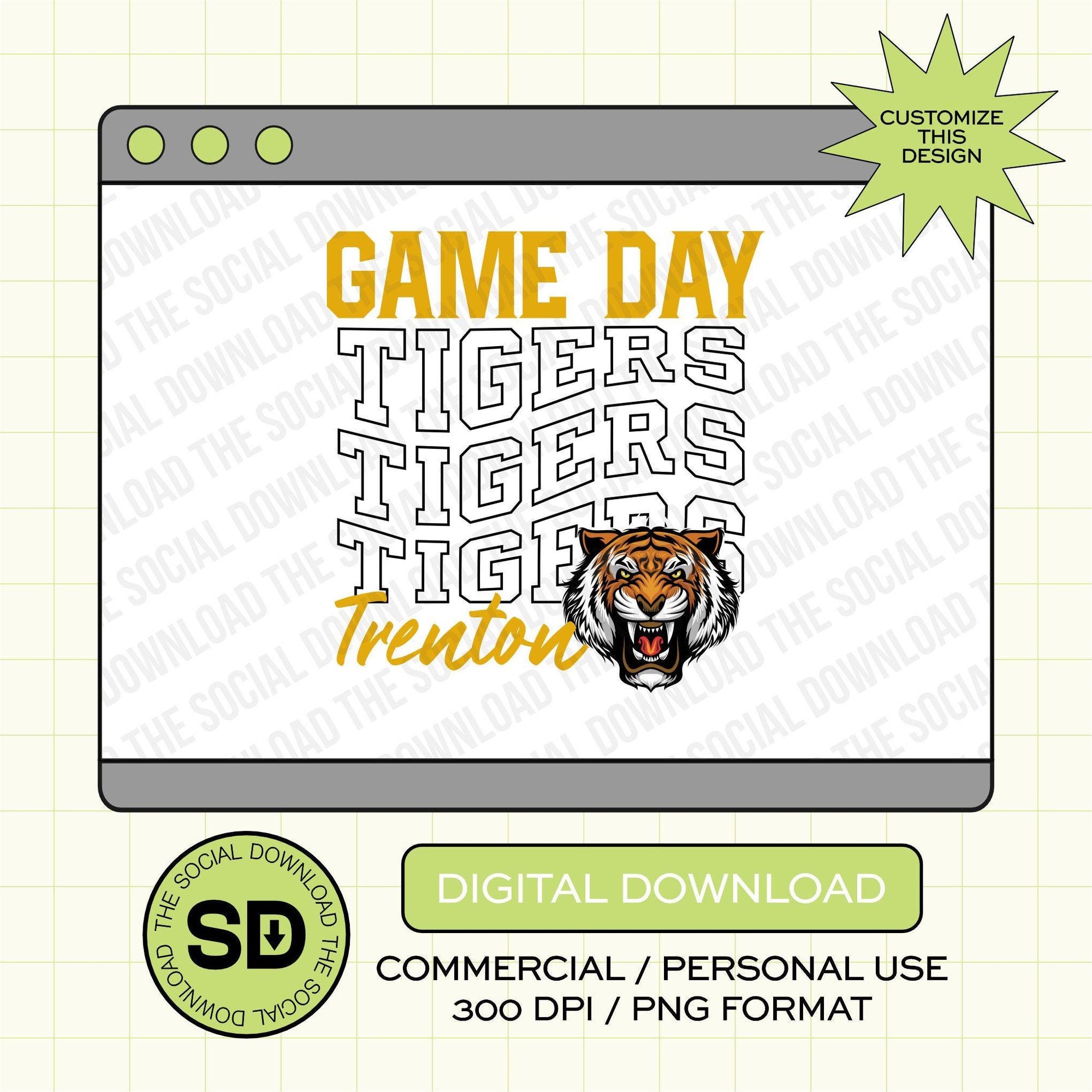 Mascot Wave Custom School Spirit PNG File (SW1116)