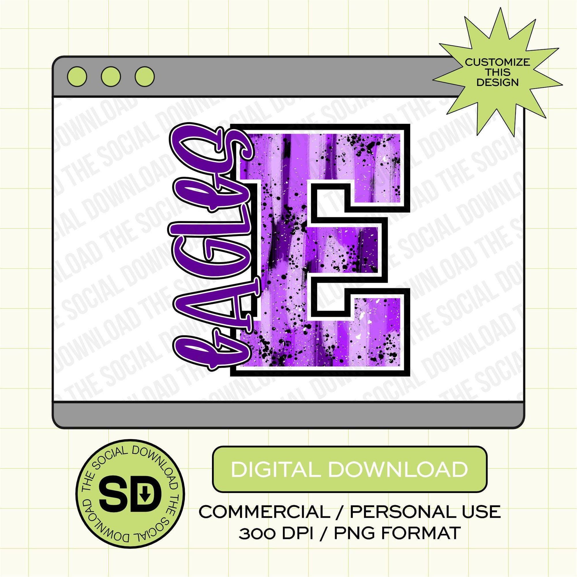 Paint Brush Mascot Letter Custom School Spirit PNG File (SW1119)