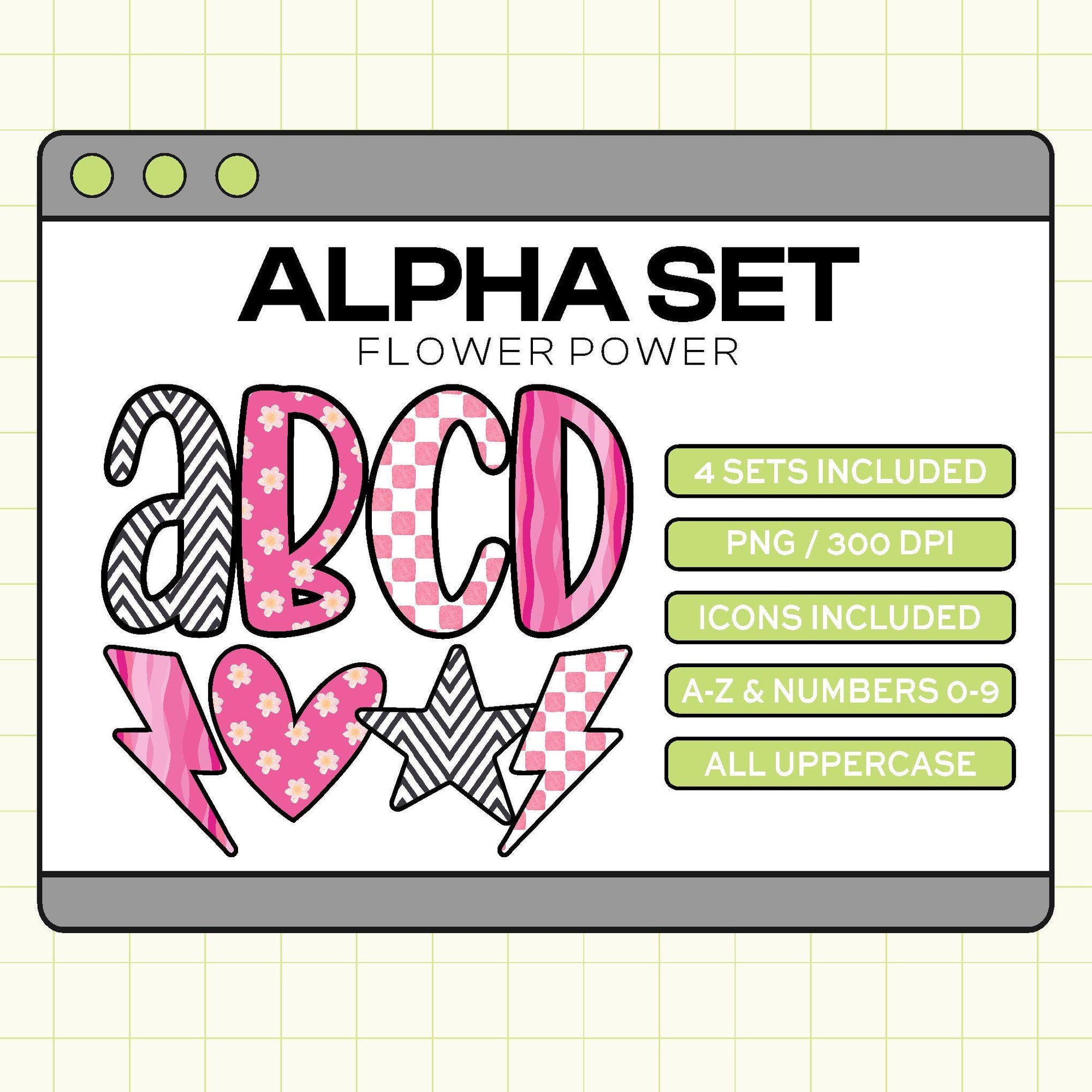 Trendy PNG Alpha Set (Flower Power)