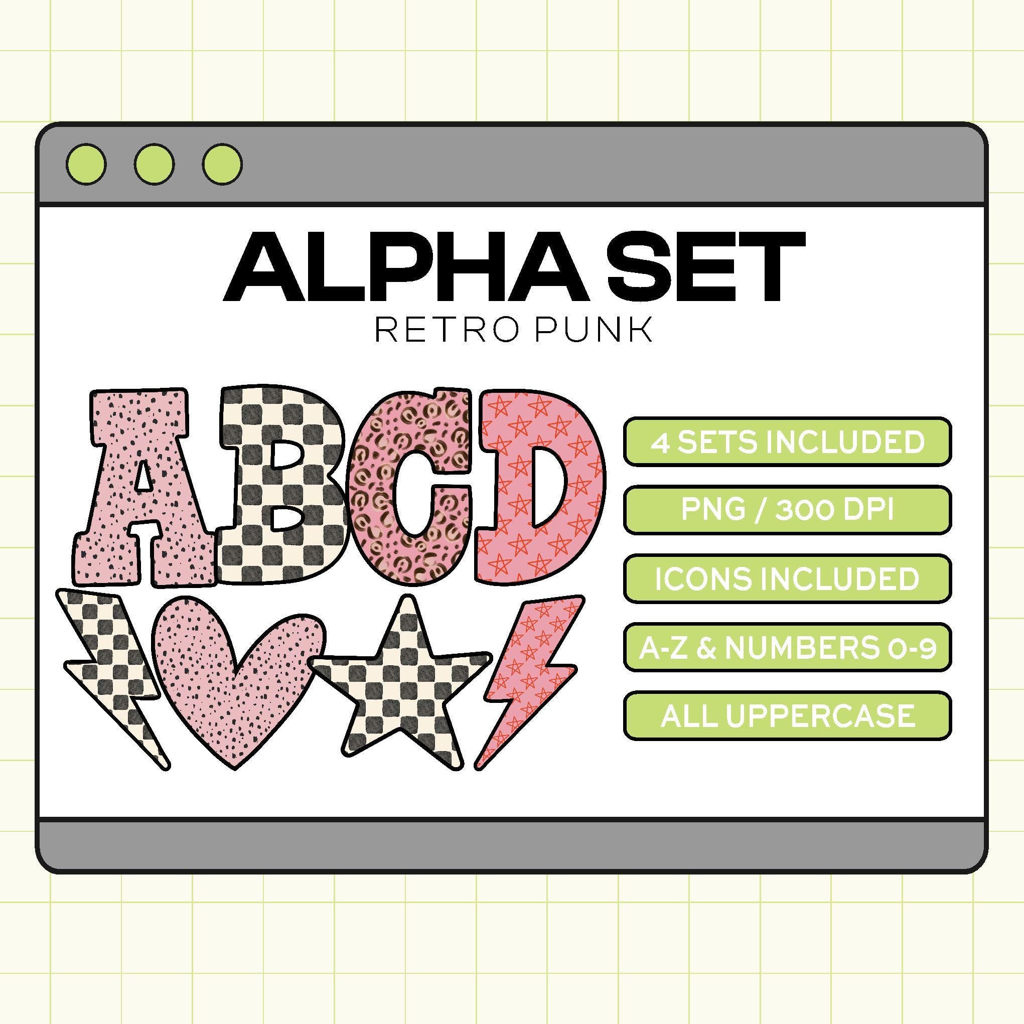 Trendy PNG Alpha Set (Retro Punk)