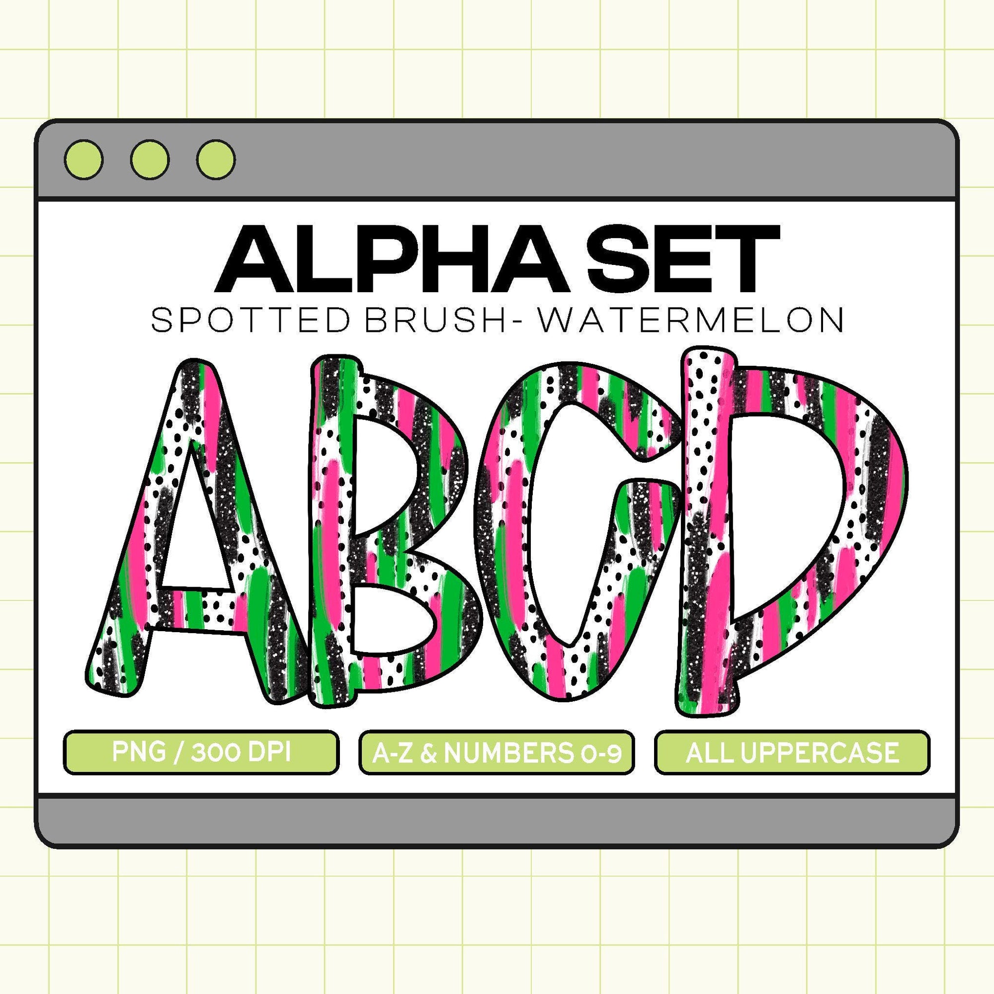 Trendy PNG Alpha Set (Spotted Brush-Watermelon)