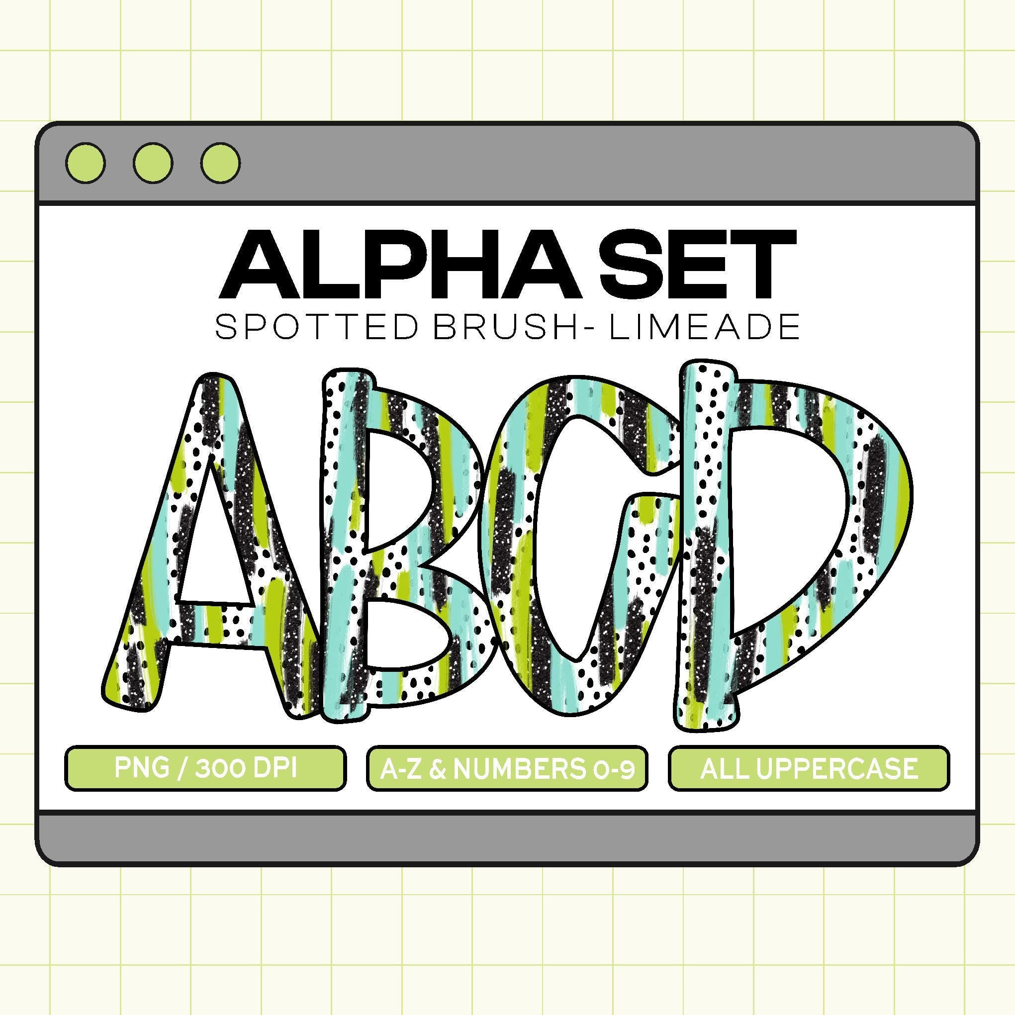 Trendy PNG Alpha Set (Spotted Brush-Limeade)