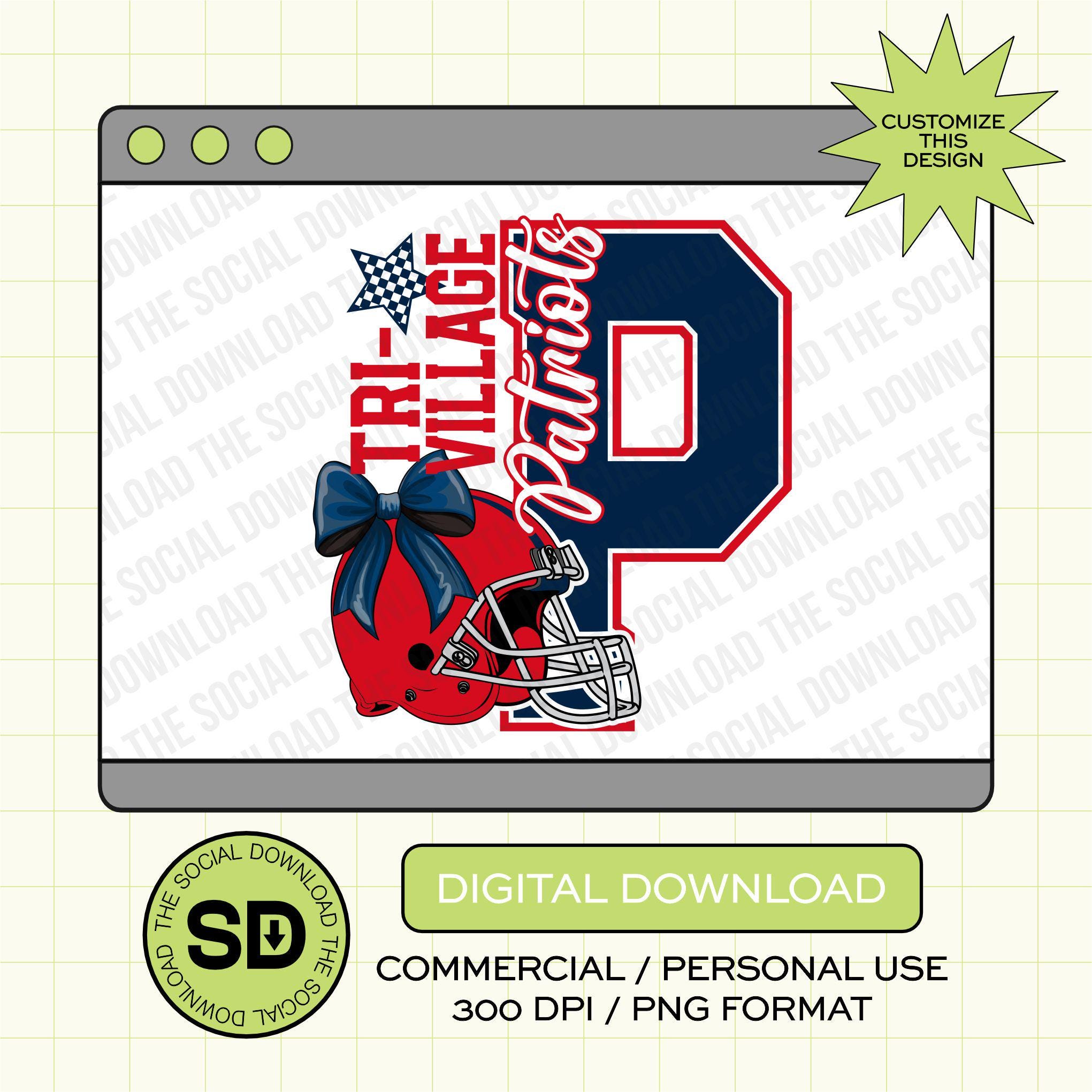 Mascot letter Bow Custom School Football PNG File (FB1018)