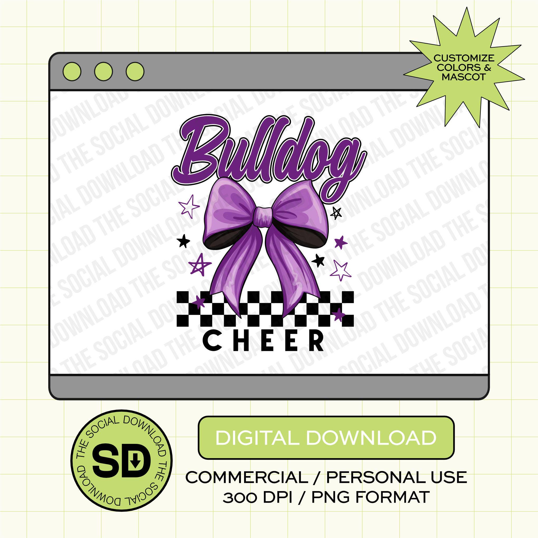 Checkered and Cheer Bow Custom School Spirit PNG  (CHEER1018)