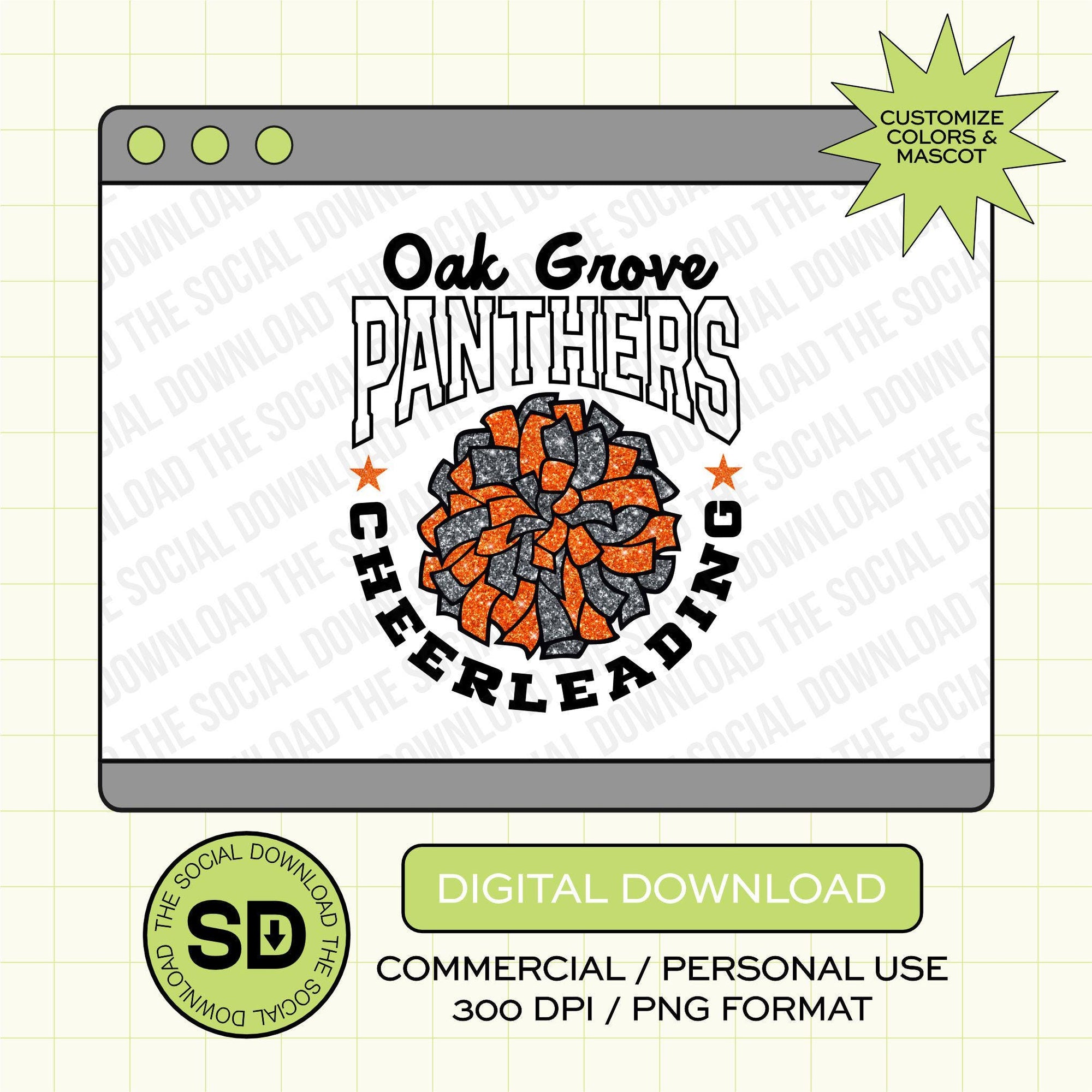 Arched Cheerleading Custom School Spirit PNG (CHEER1023)