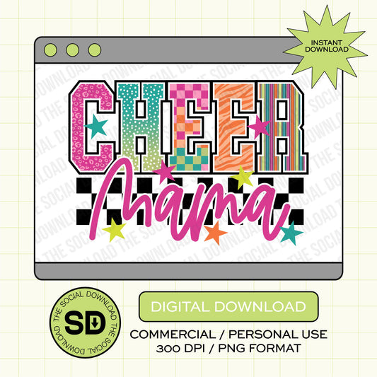 Groovy Alpha Cheer Mama PNG Download File, Cheer Mascot png, custom school png, DTF, Sublimation, (CHEER1026)