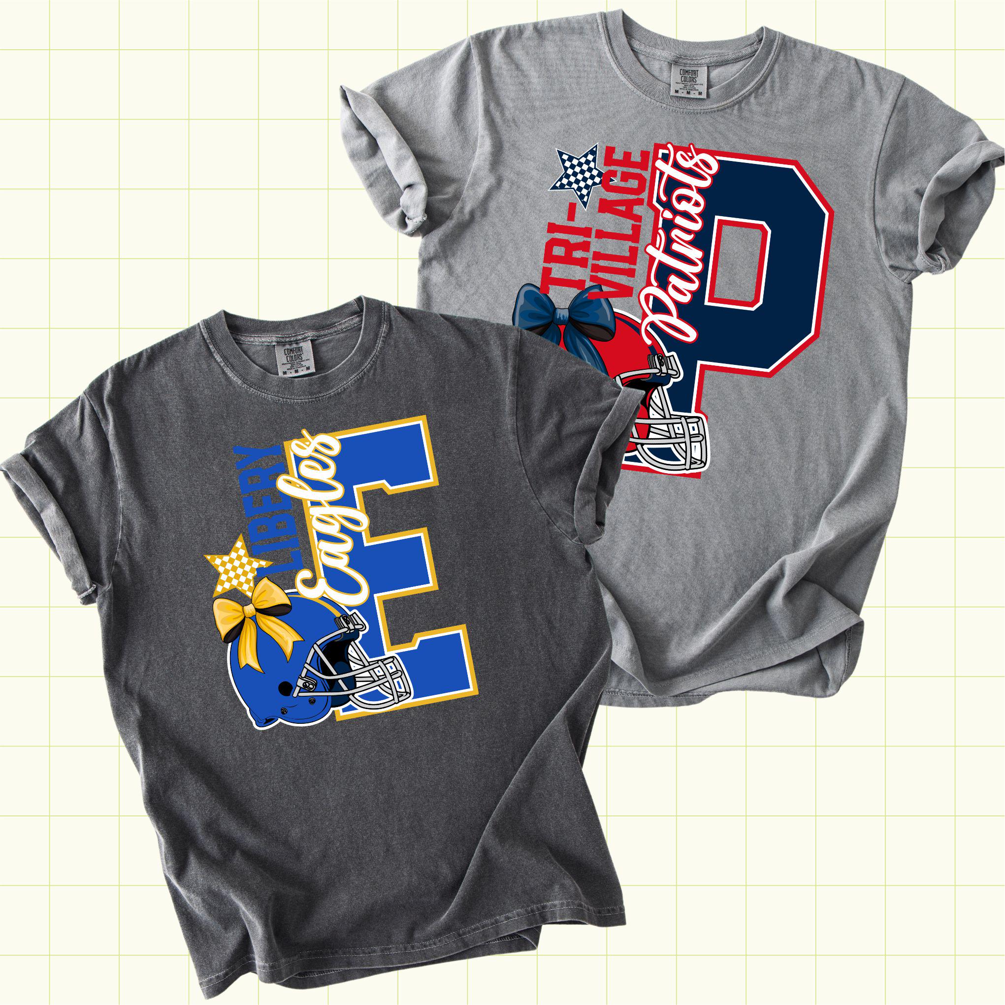 Mascot letter Bow Custom School Football PNG File (FB1018)