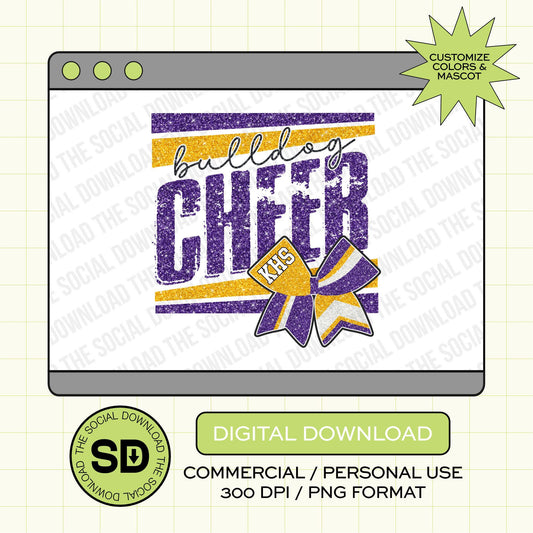 Slanted Cheer Custom School Spirit PNG Download File, Cheer Mascot png, custom school png, DTF, Sublimation, (CHEER1015)