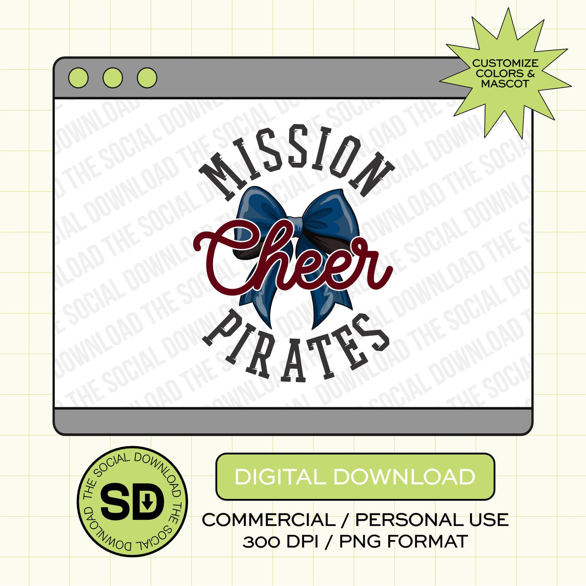 Pro Cheer Bow Custom School Spirit PNG (CHEER1019)