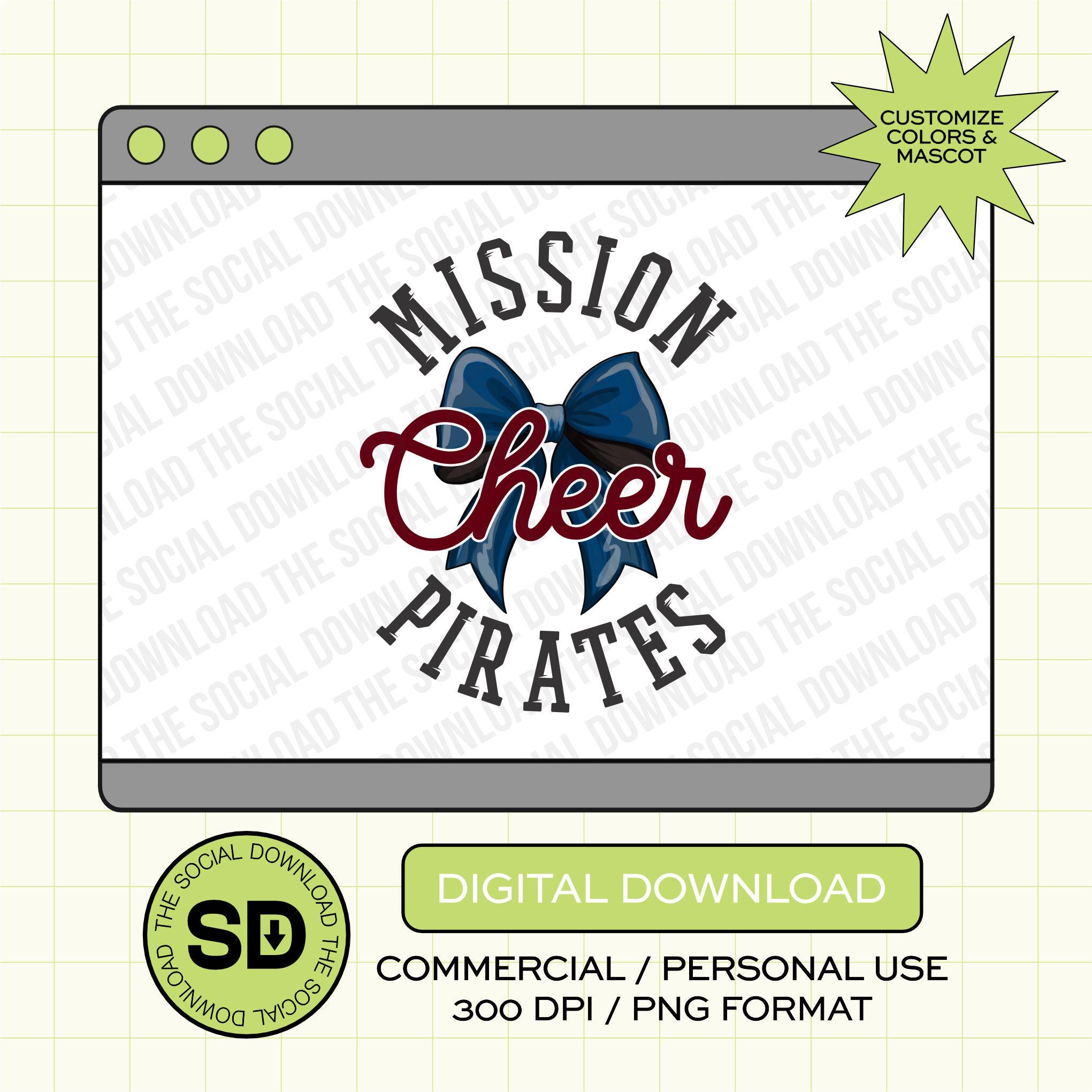 Pro Cheer Bow Custom School Spirit PNG (CHEER1019)