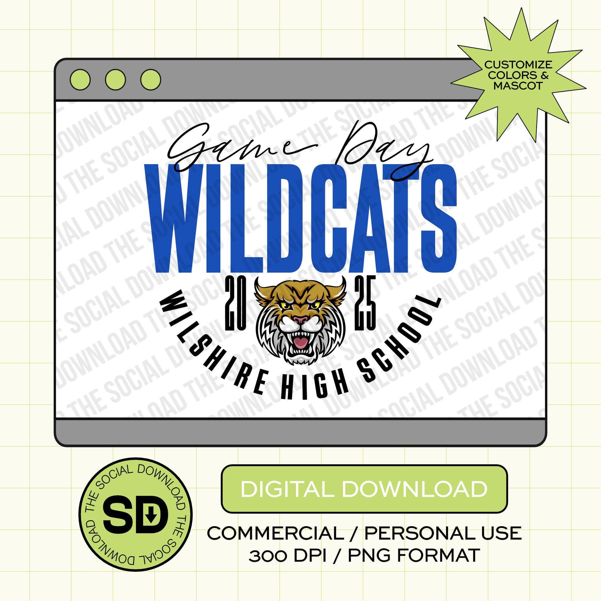 Block Circle Mascot Custom School Spirit PNG File (SW1137)