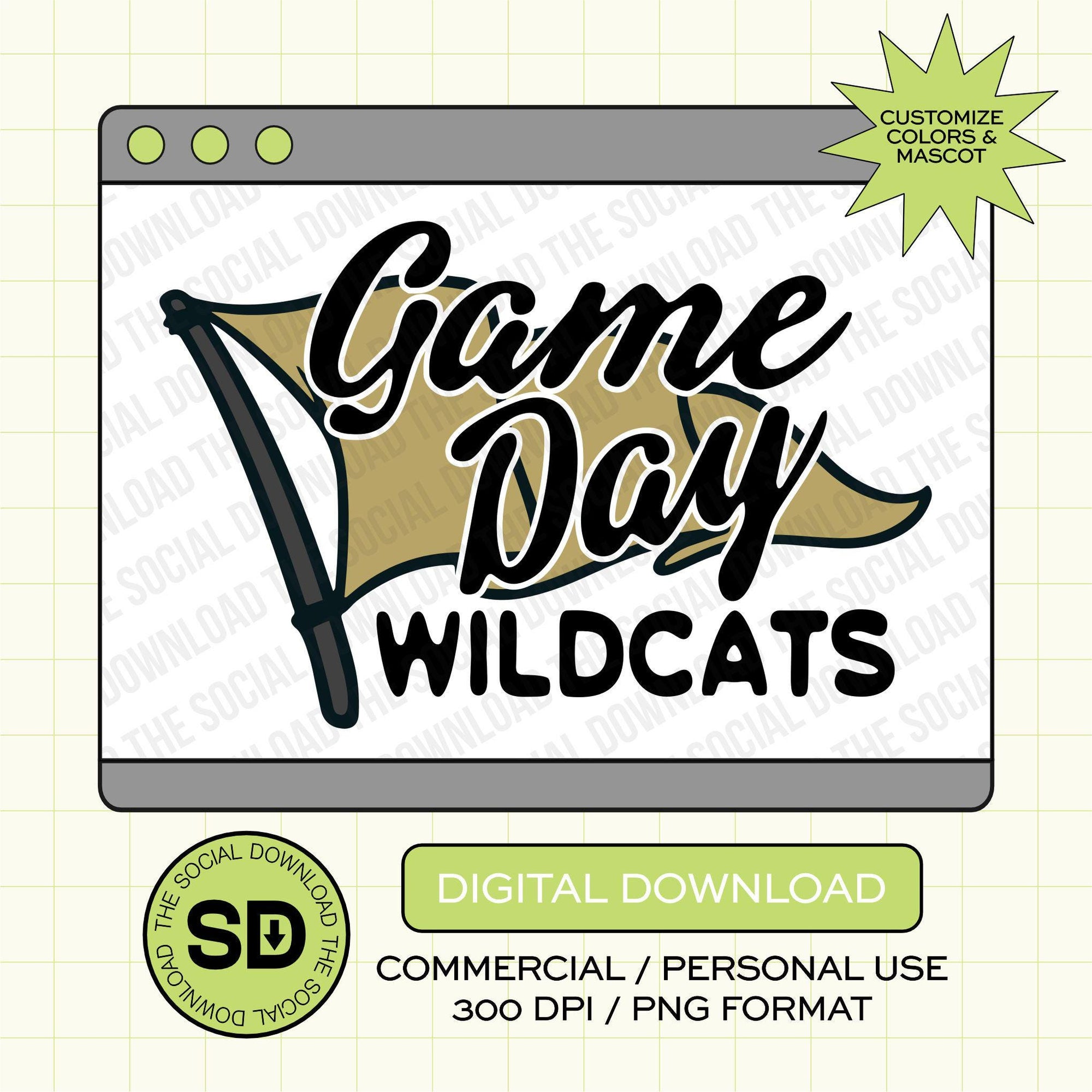 Game Day Pennent Flag Custom School Spirit PNG File (SW1140)