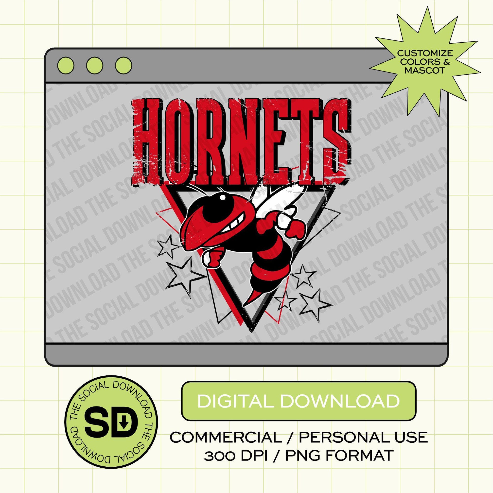 Distressed Triangle Mascot Custom School Spirit PNG File (SW1141)