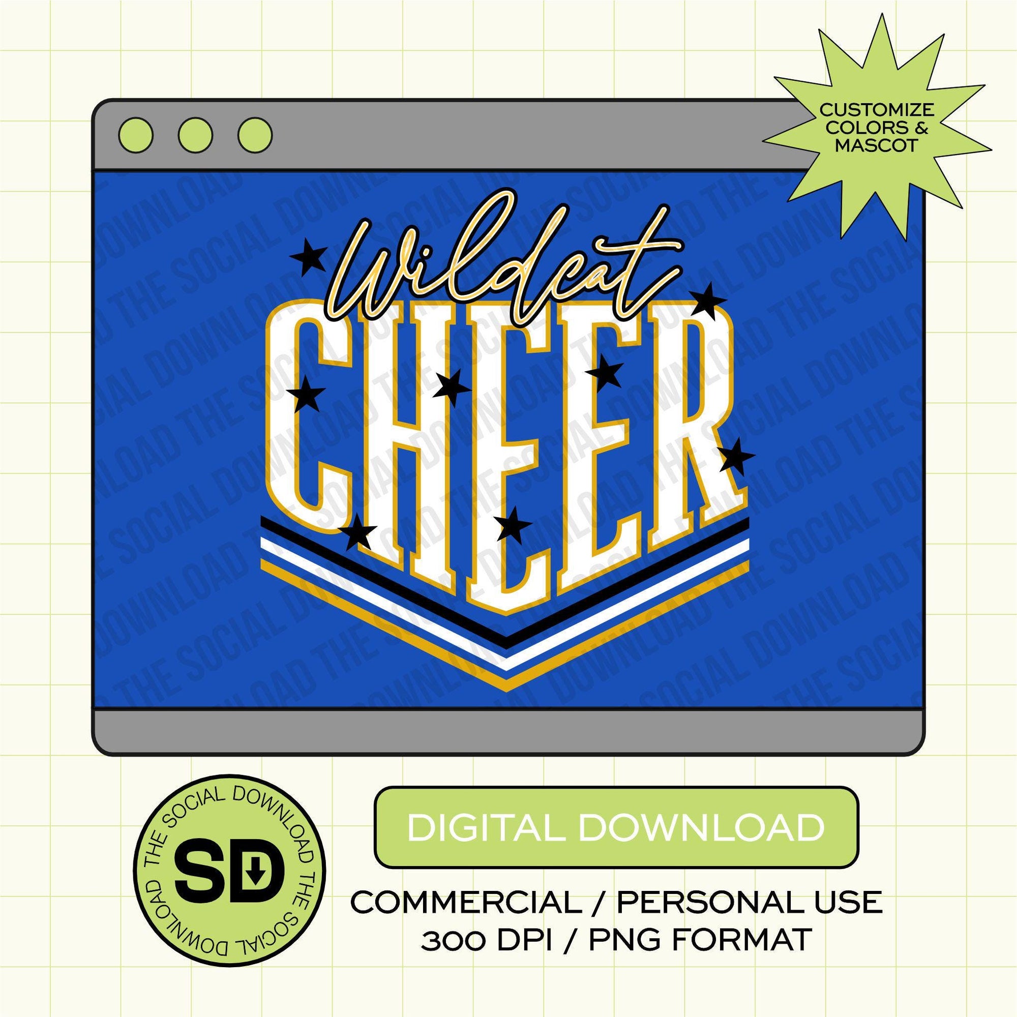 Diamond Cheer Custom School Spirit PNG File (CHEER1031)
