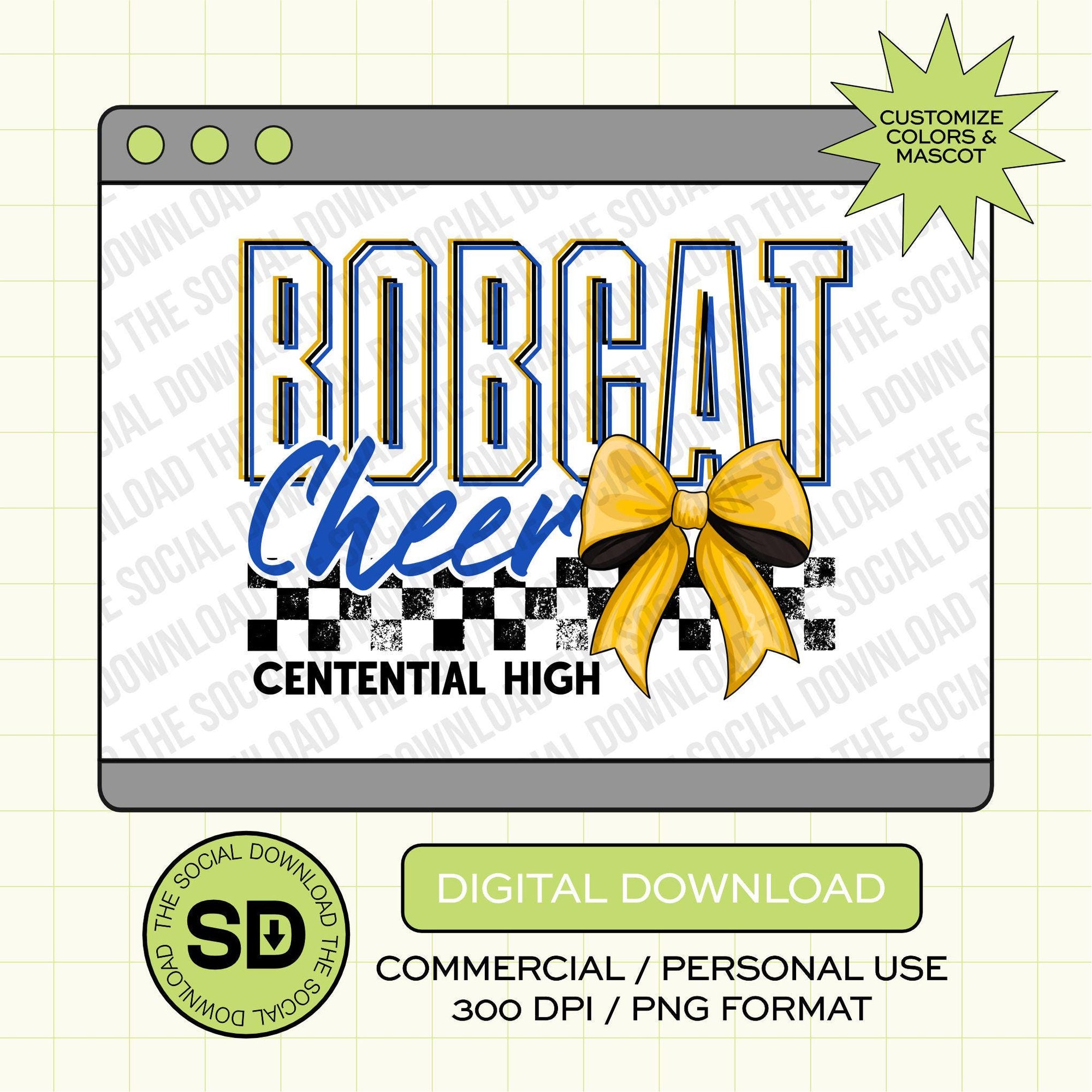 Triple Line Cheer Custom School Spirit PNG File (CHEER1038)