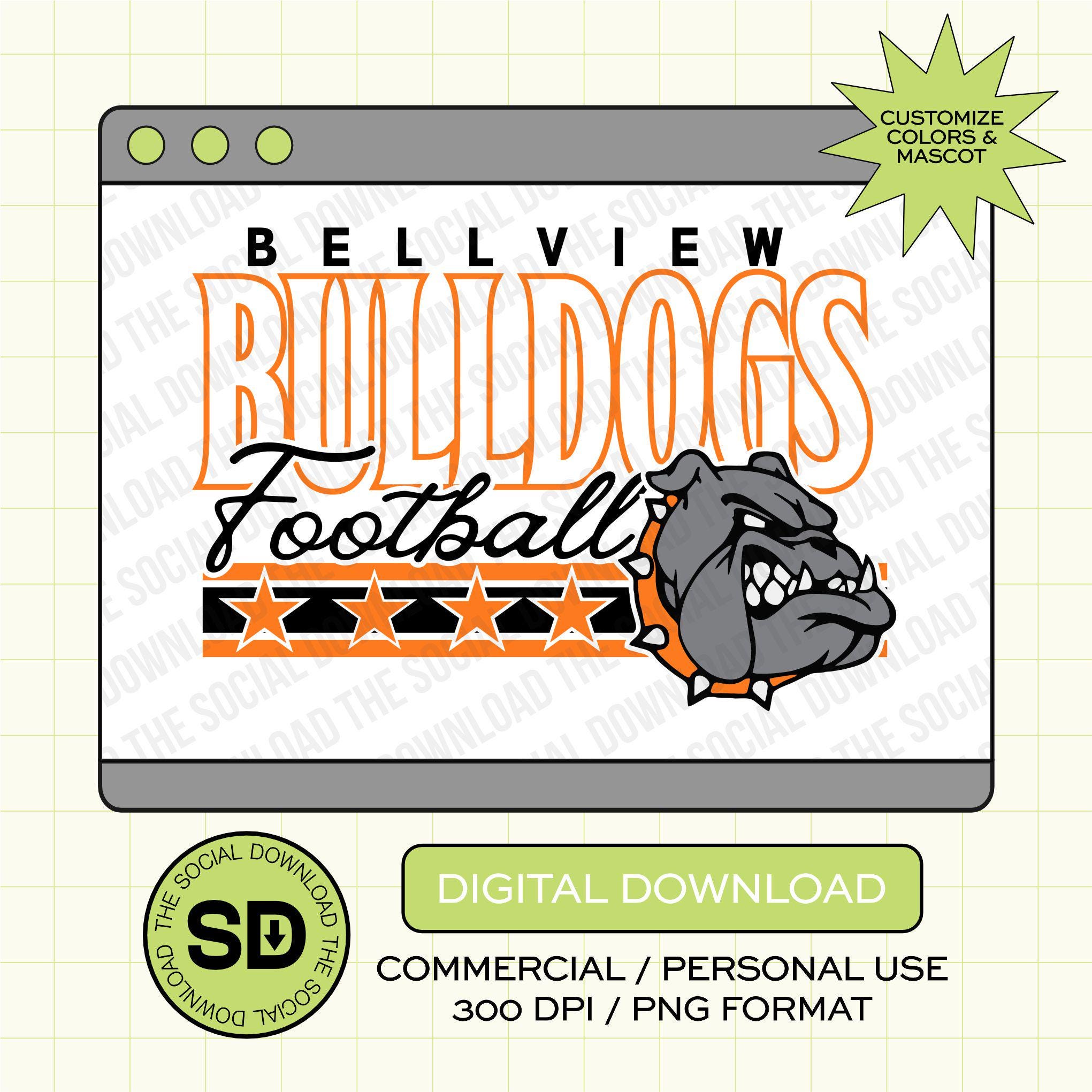 All the Stars Custom School Football PNG File (FB1026)