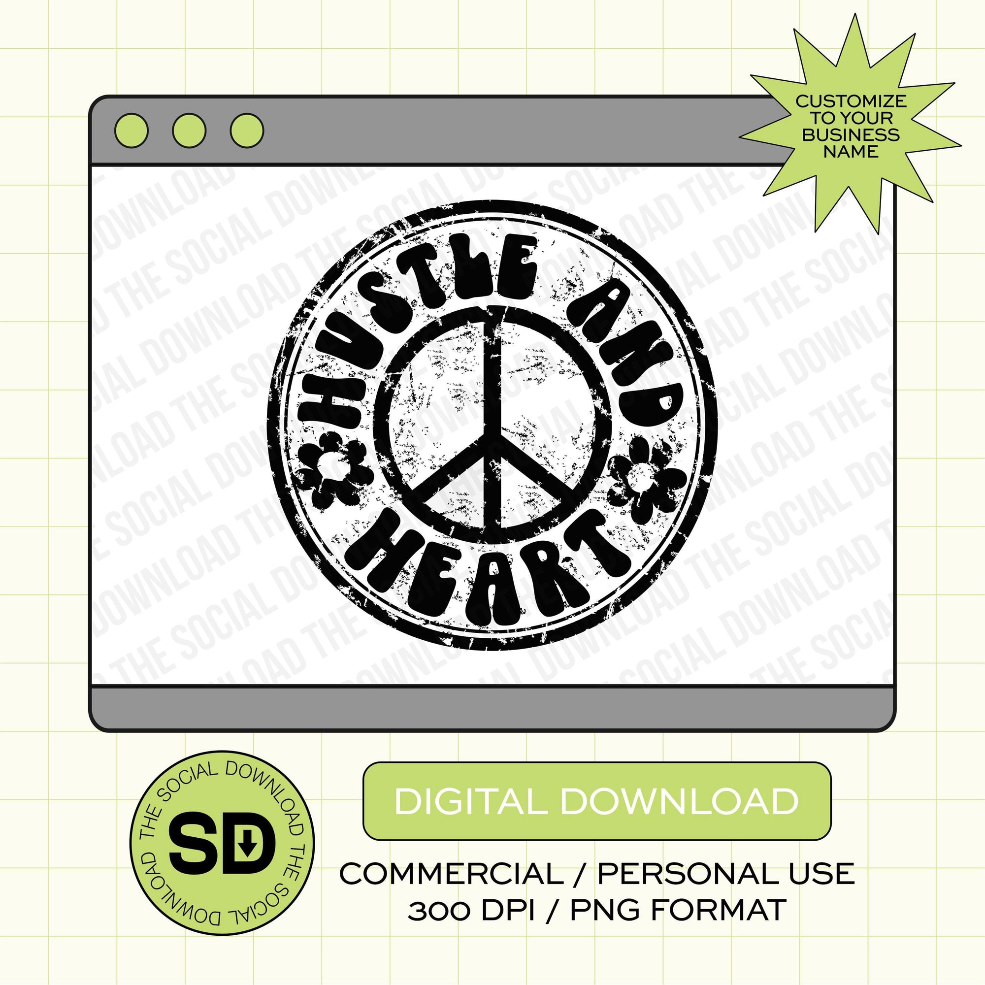 Retro Peace Custom Boutique Name  PNG File (LOGO1004)