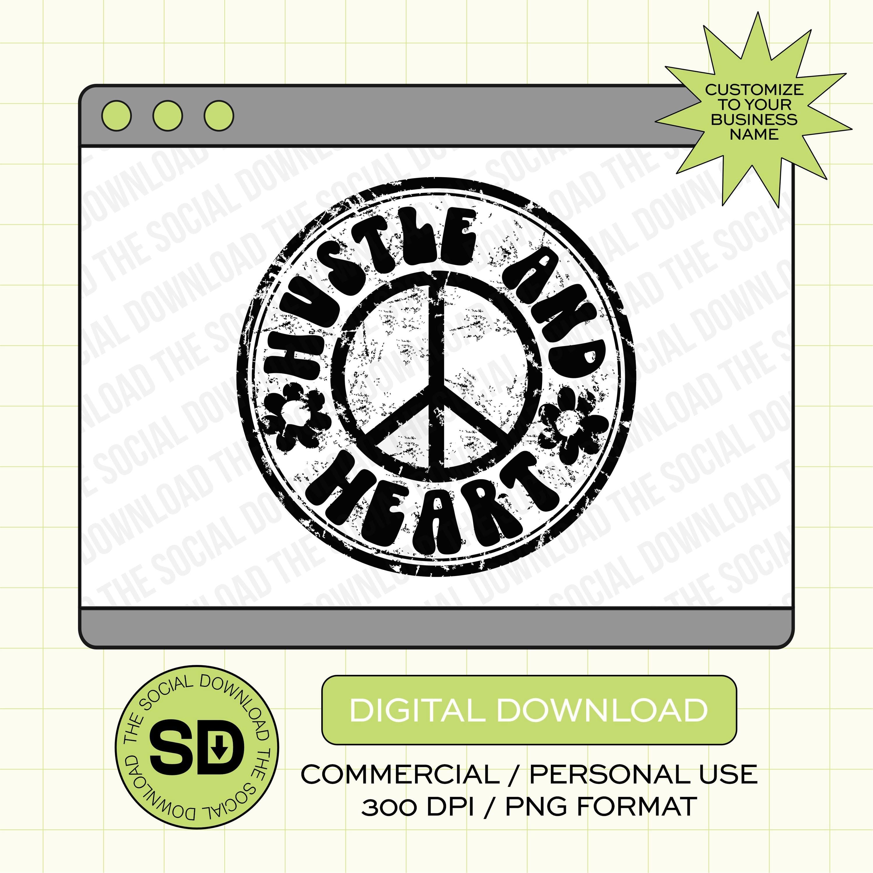Retro Peace Custom Boutique Name  PNG File (LOGO1004)