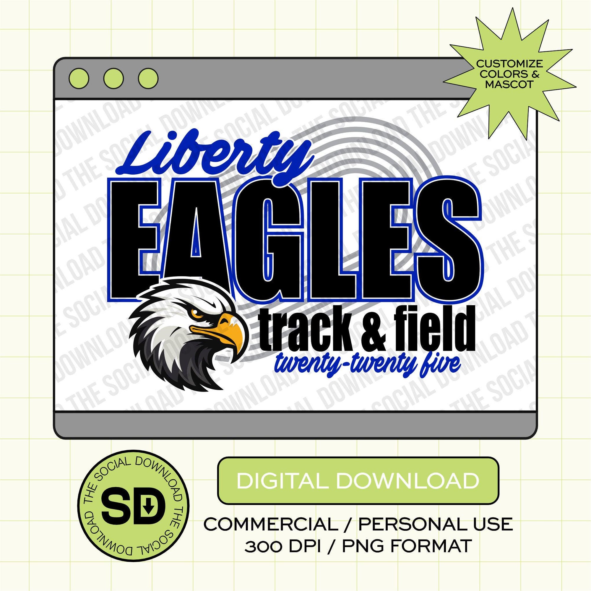 Mascot Track and Field Custom School Spirit PNG File (TAF1001)