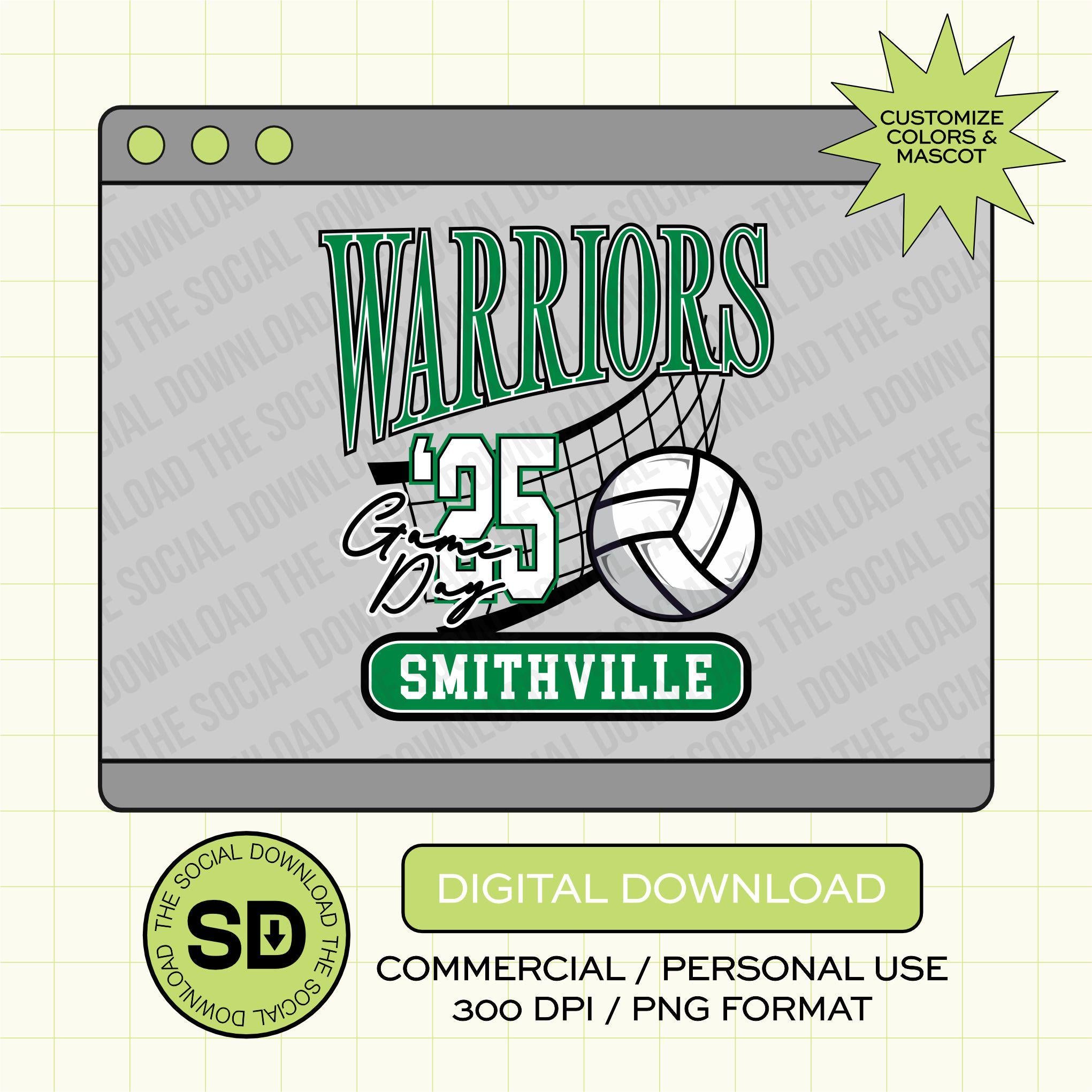 Vintage Game Day Volleyball Custom School Spirit PNG File (VB1011)