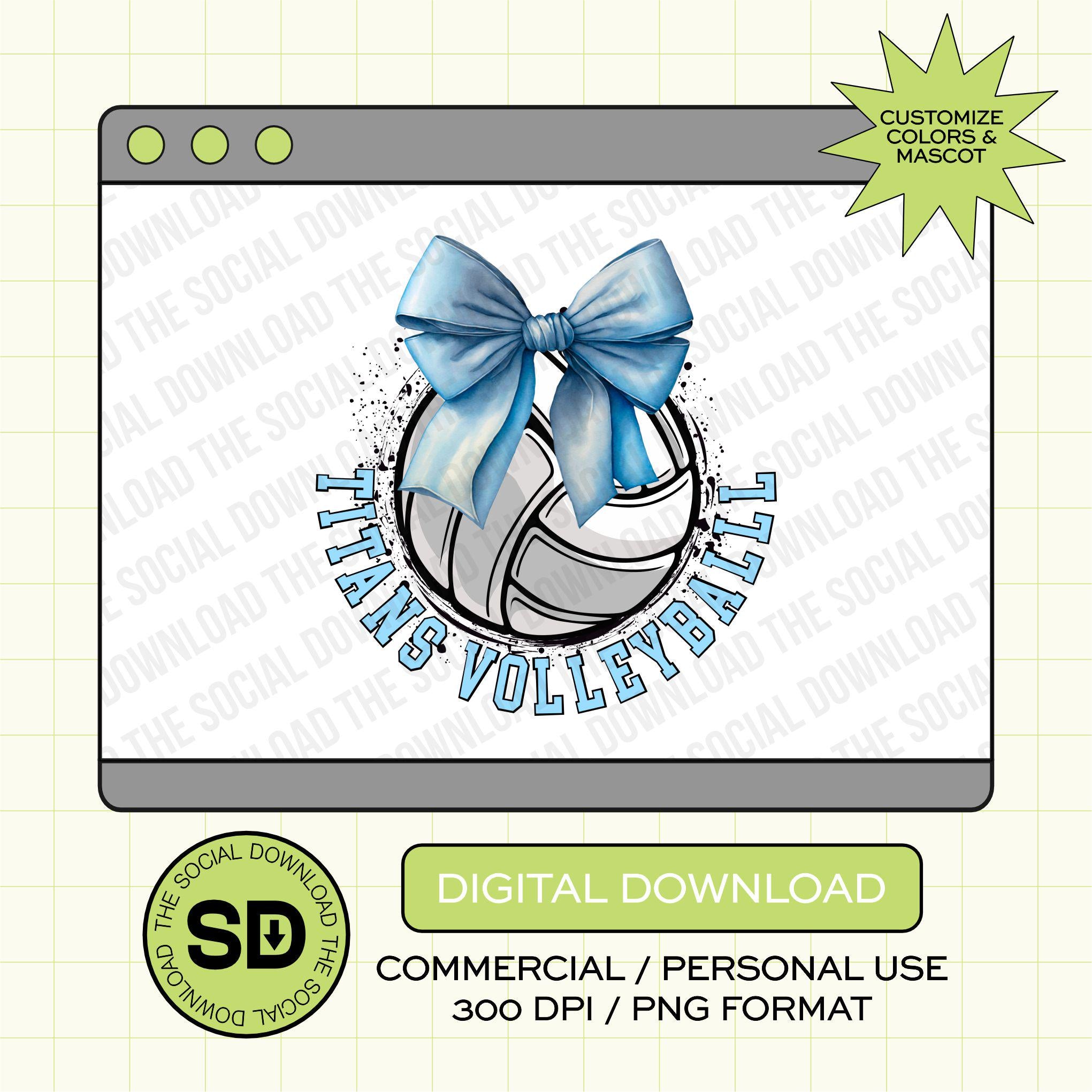Team Bow Volleyball Custom School Spirit PNG File (VB1012)