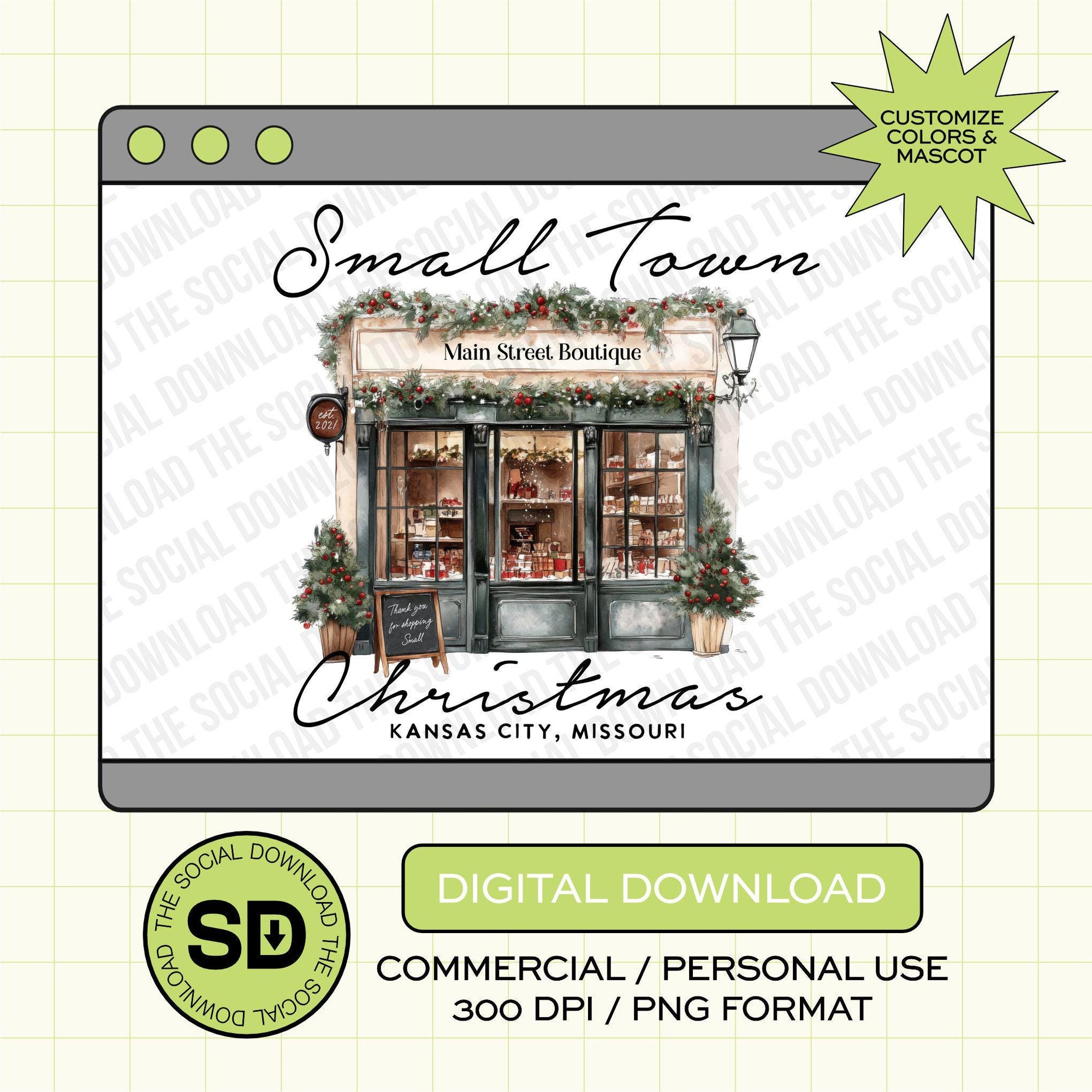 Rustic Small Town Christmas Custom Shop Small PNG (XMAS1003)
