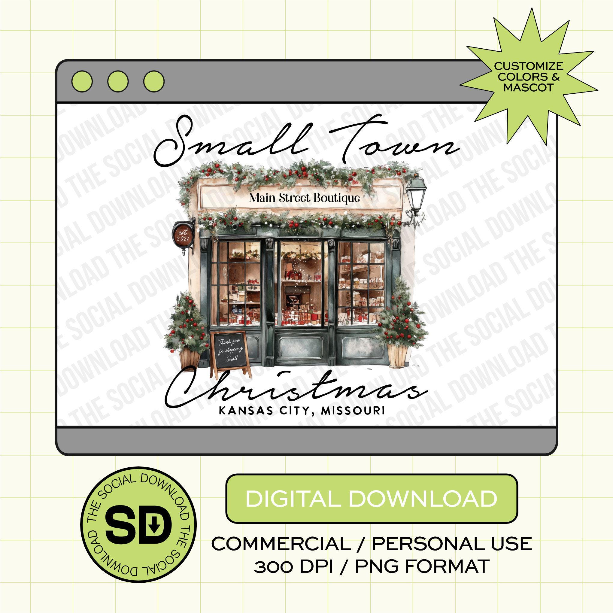 Rustic Small Town Christmas Custom Shop Small PNG (XMAS1003)