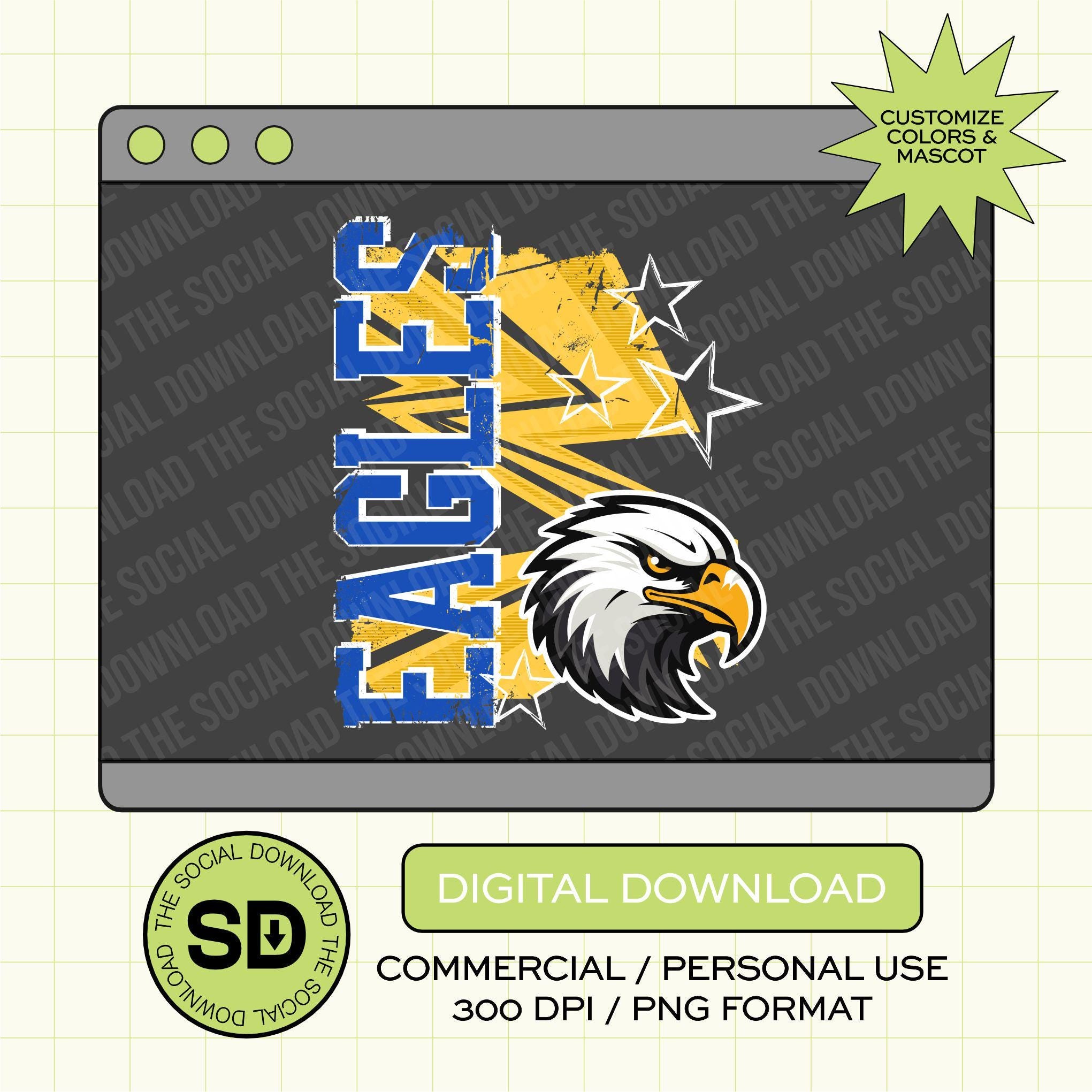 Abstract Stars Mascot Custom School Spirit PNG File (SW1142)