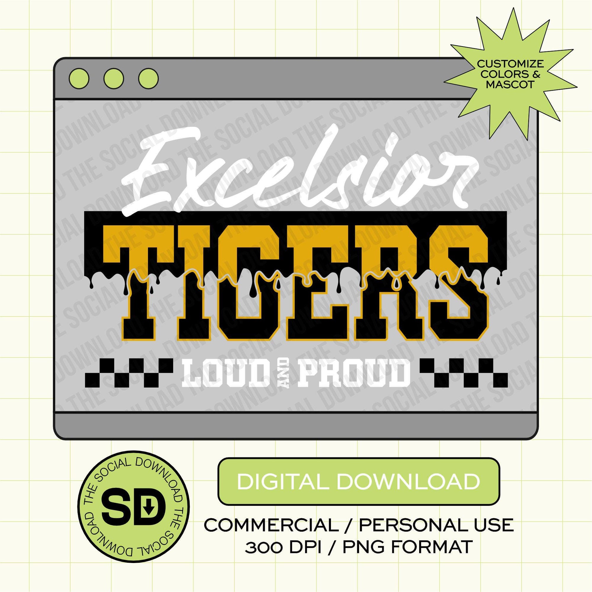 Paint Dripping Mascot Custom School Spirit PNG File (SW1144)