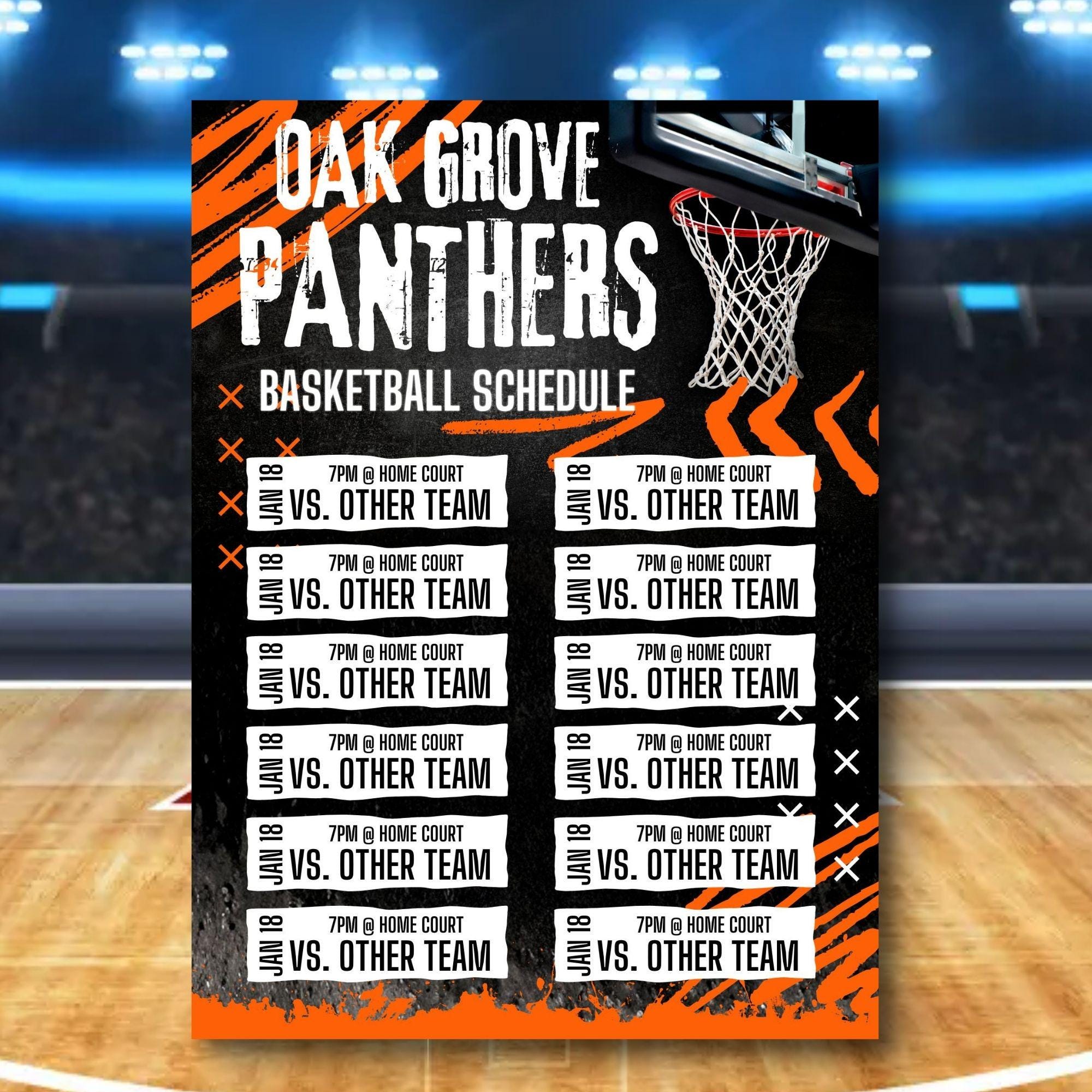 Grungy Grafitti Basketball Team Schedule Canva Template (BSKTCT1001)