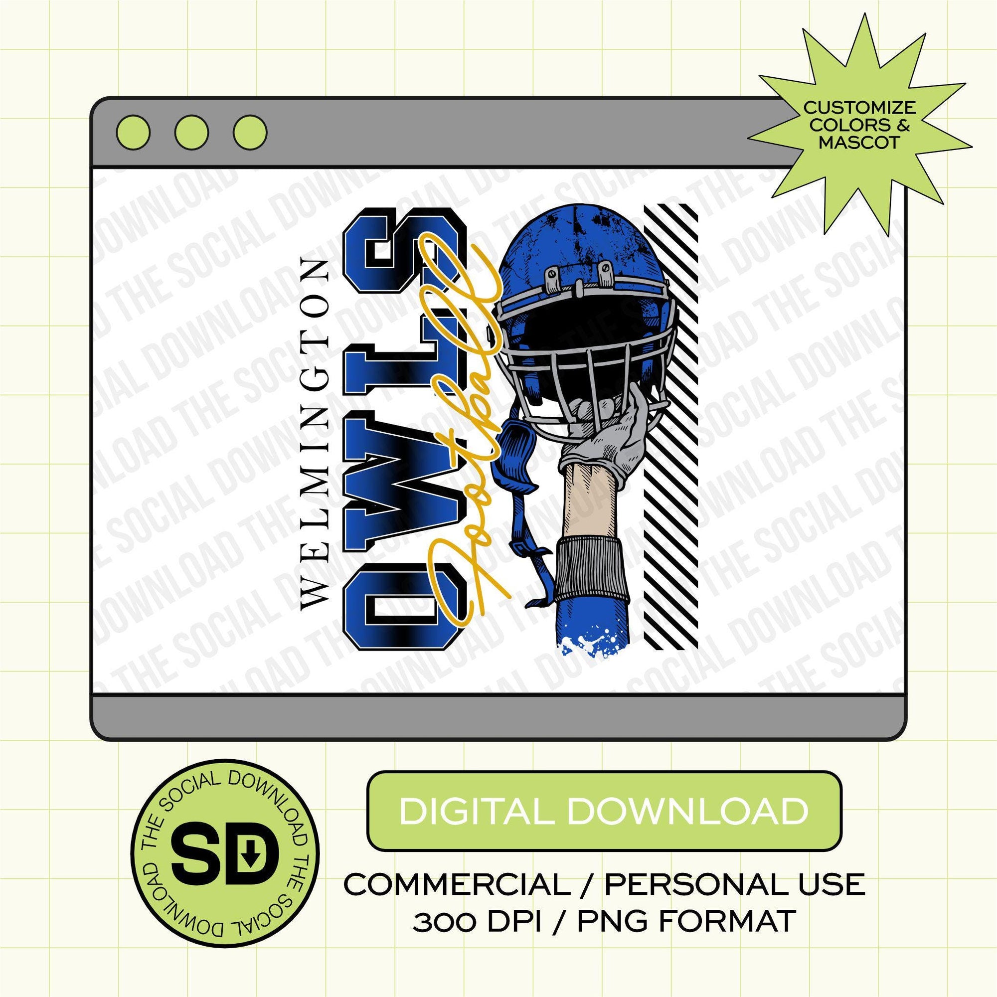 Vintage Football Team Custom School Football PNG File (FB1020)