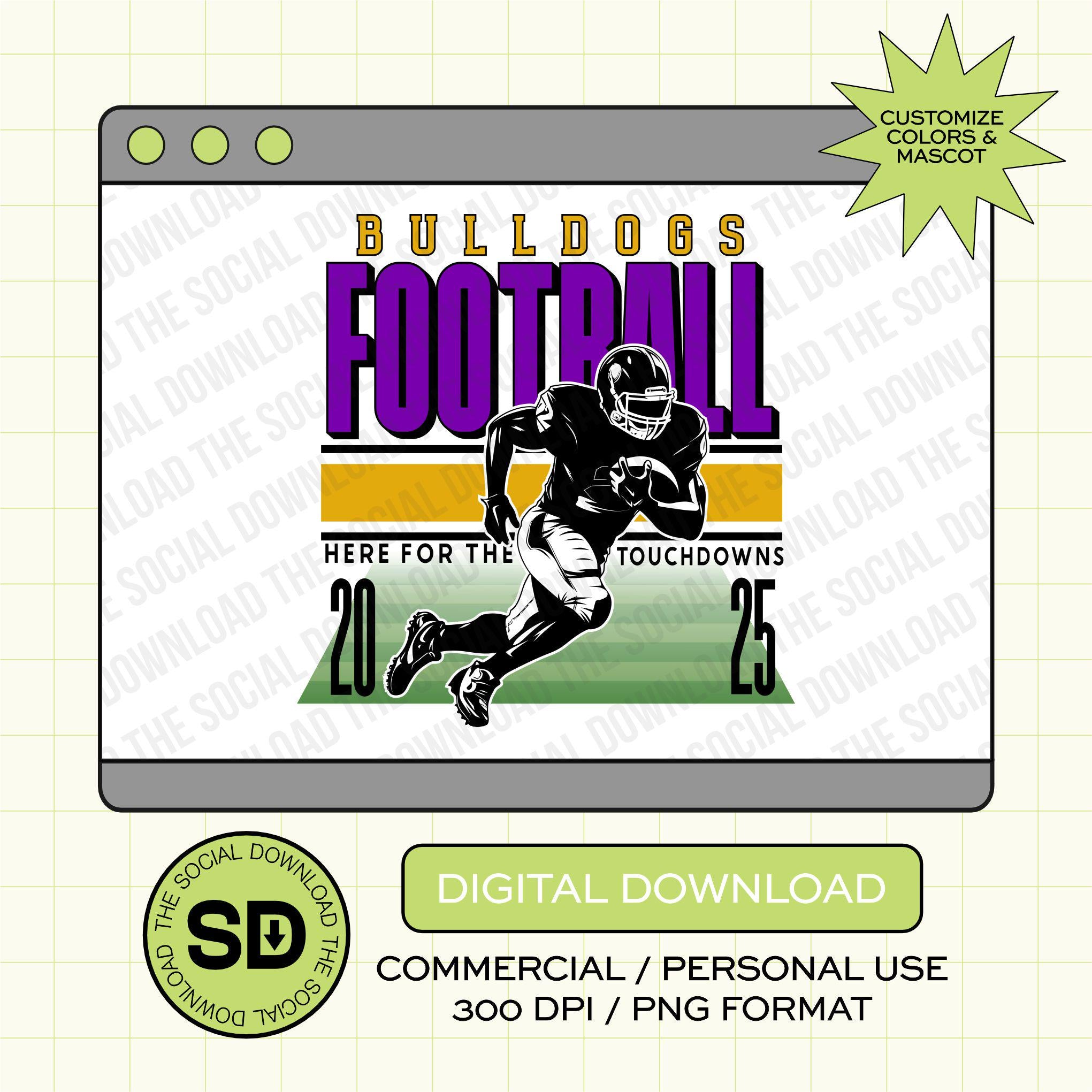 Here for the Touch Downs Custom School Football PNG File (FB1022)