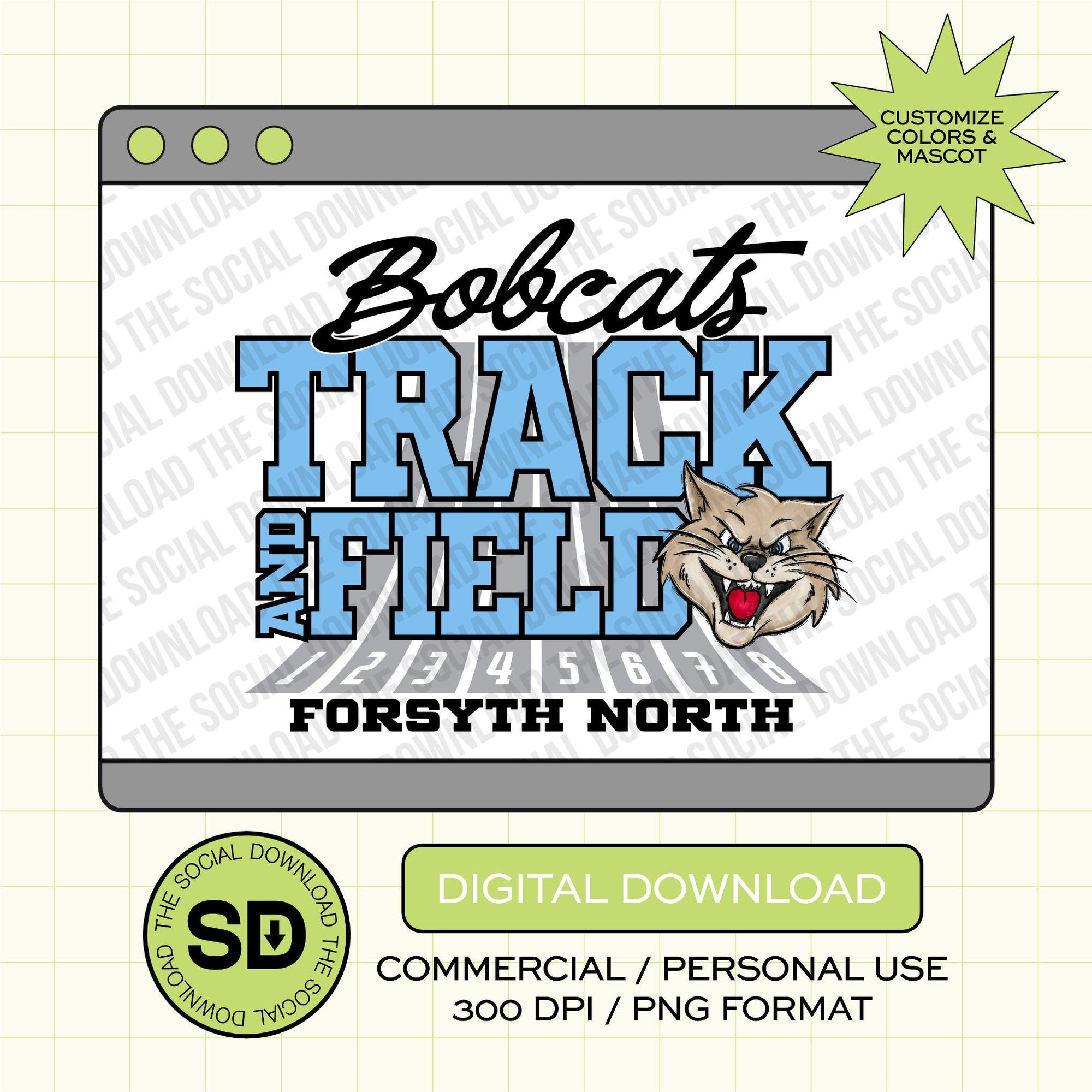 Ready Set Go Track and Field Custom School Spirit PNG File (TAF1005)
