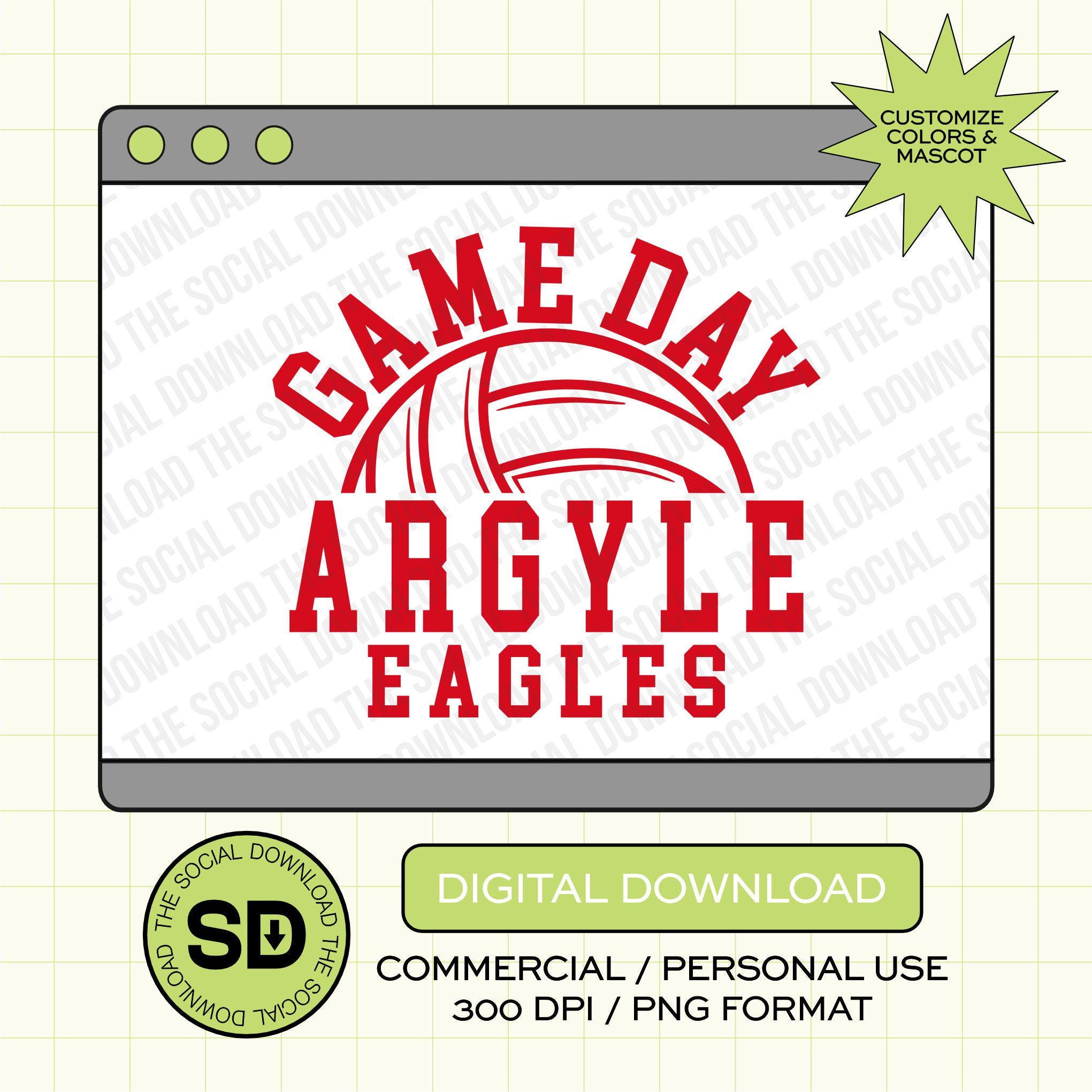 Arched Volleyball Game Day Custom School Spirit PNG File (VB1001)