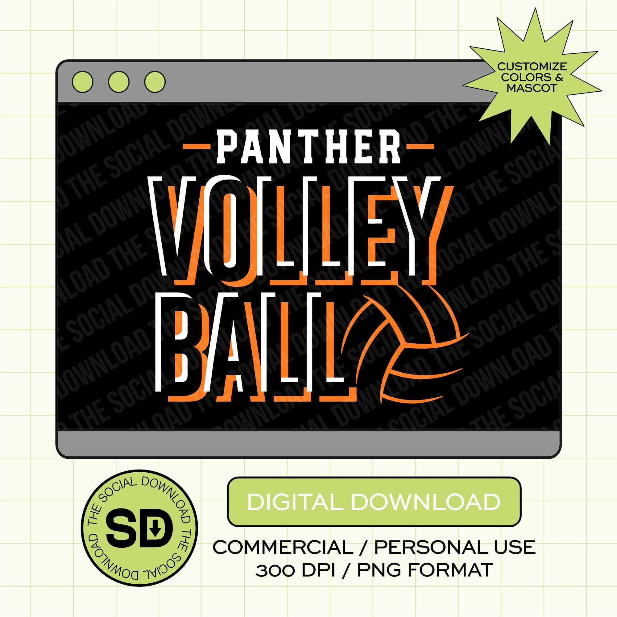 Triple Threat Volleyball Custom School Spirit PNG File (VB1006)