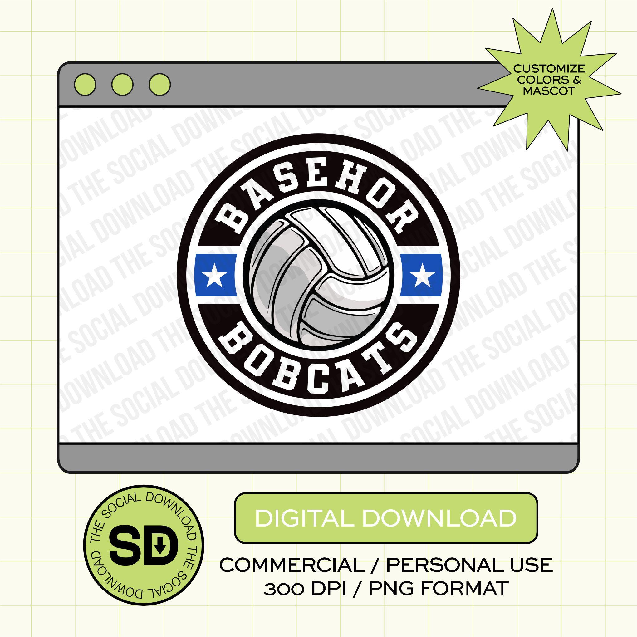 Volleyball Star Badge Custom School Spirit PNG File (VB1015)