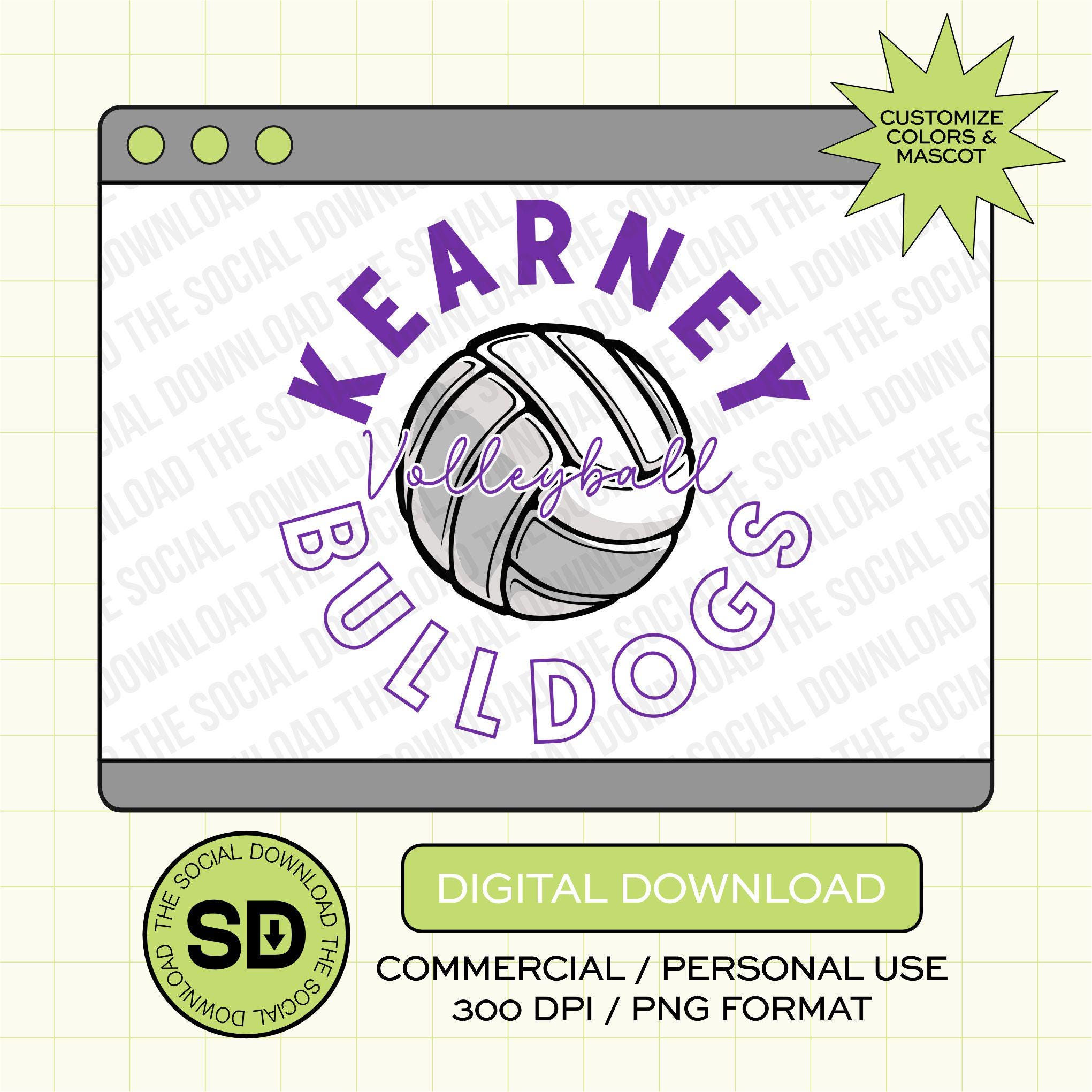 Inline Outline Team Volleyball Custom School Spirit PNG File (VB1016)