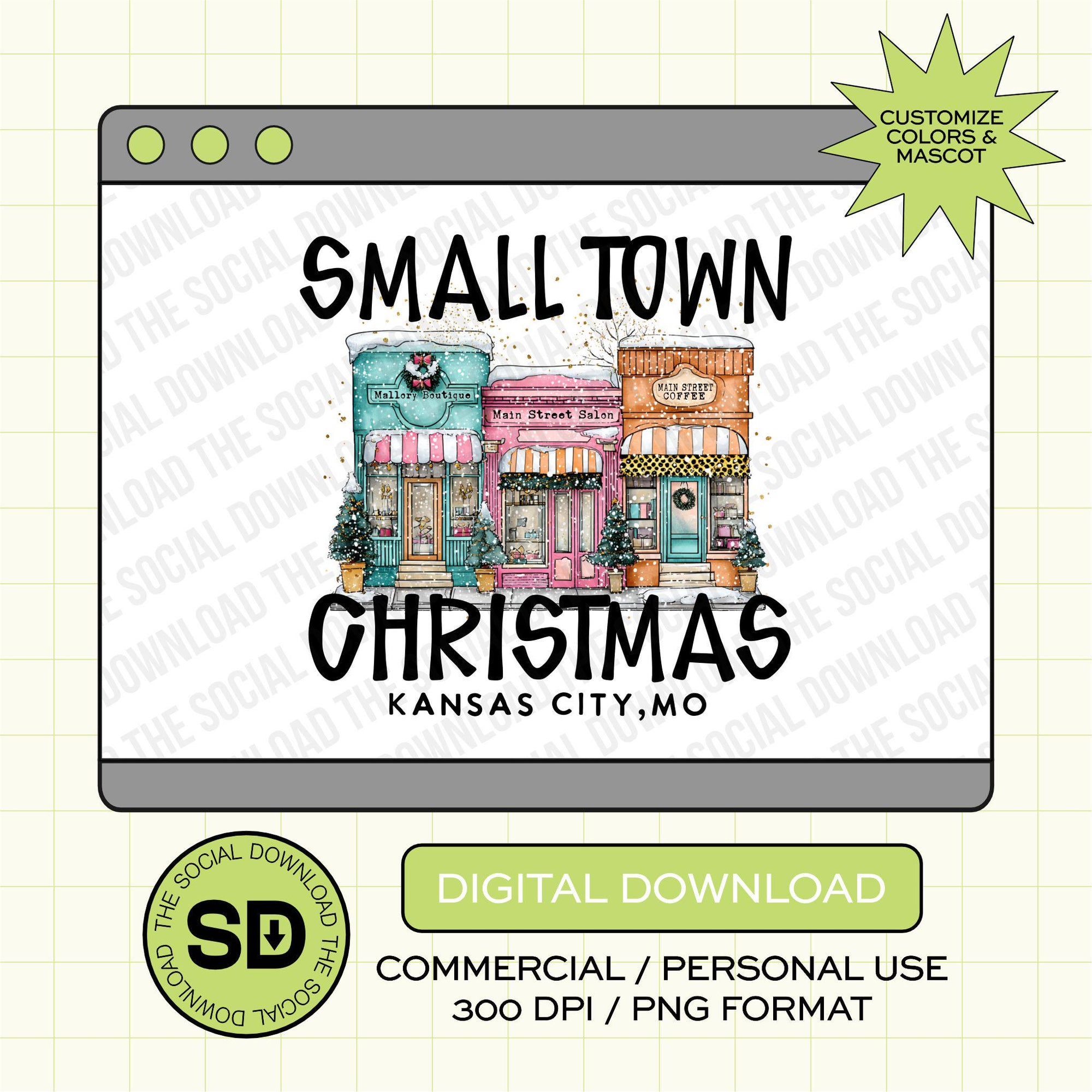 Whismy Small Town Christmas Custom Shop Small PNG (XMAS1001)
