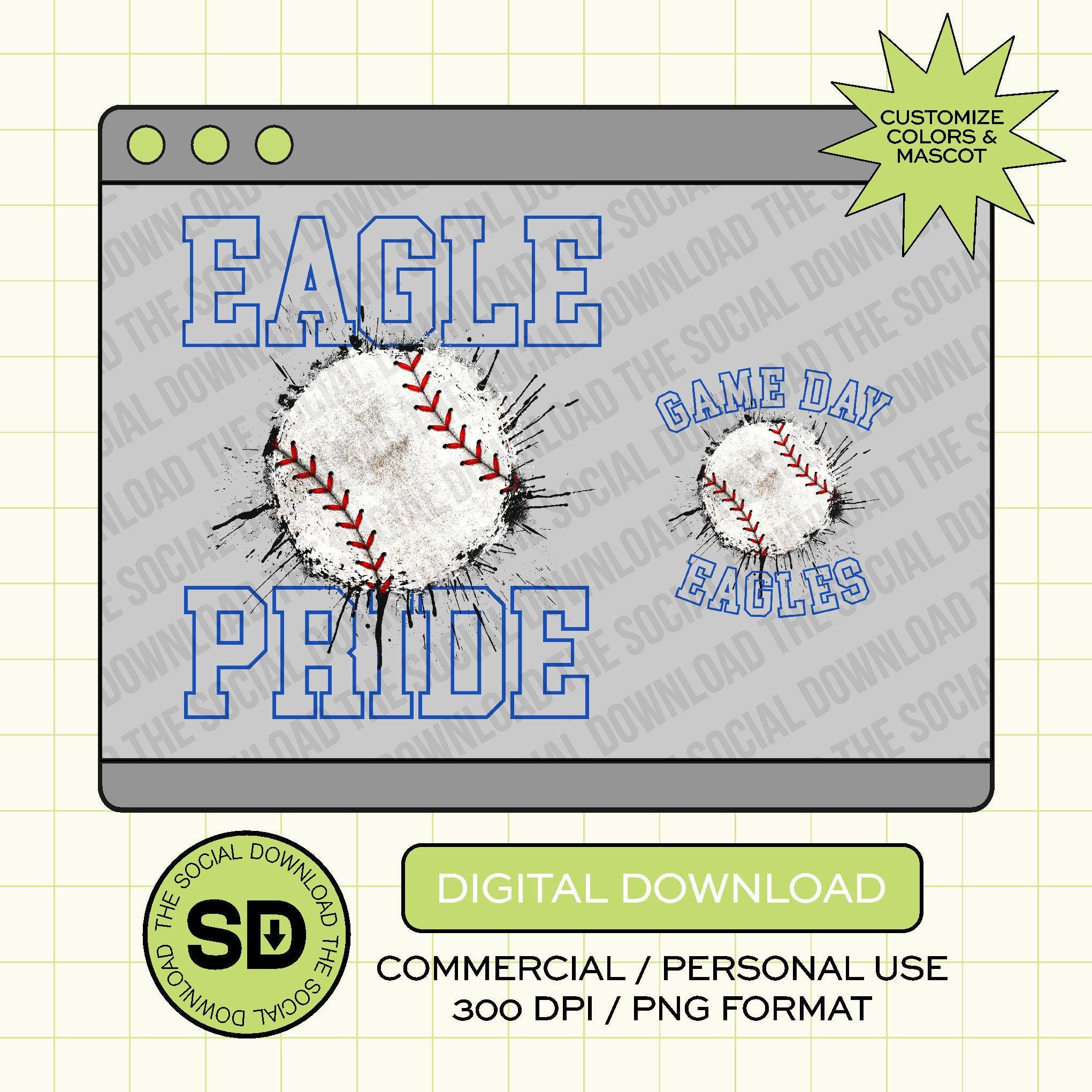 Splatter Baseball Team Custom PNG File (BB1036)