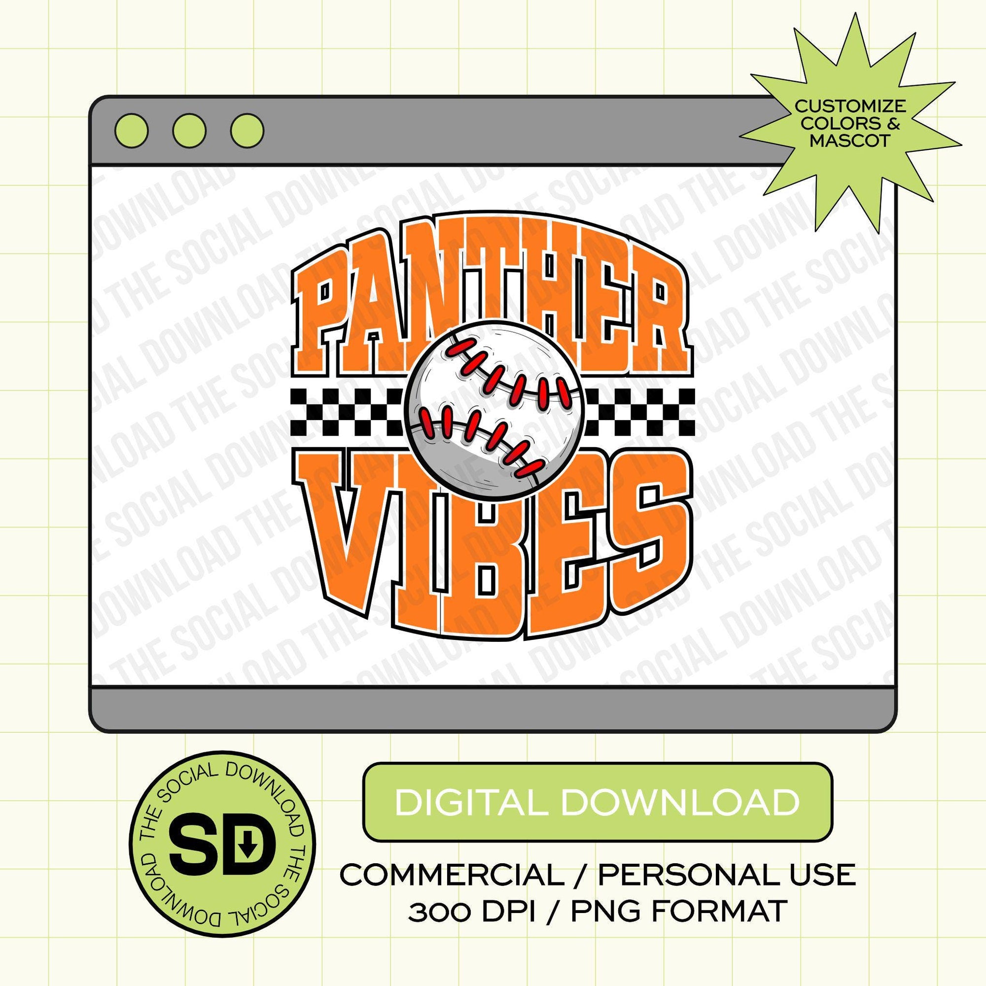 Baseball Team Vibes Custom PNG File (BB1035)
