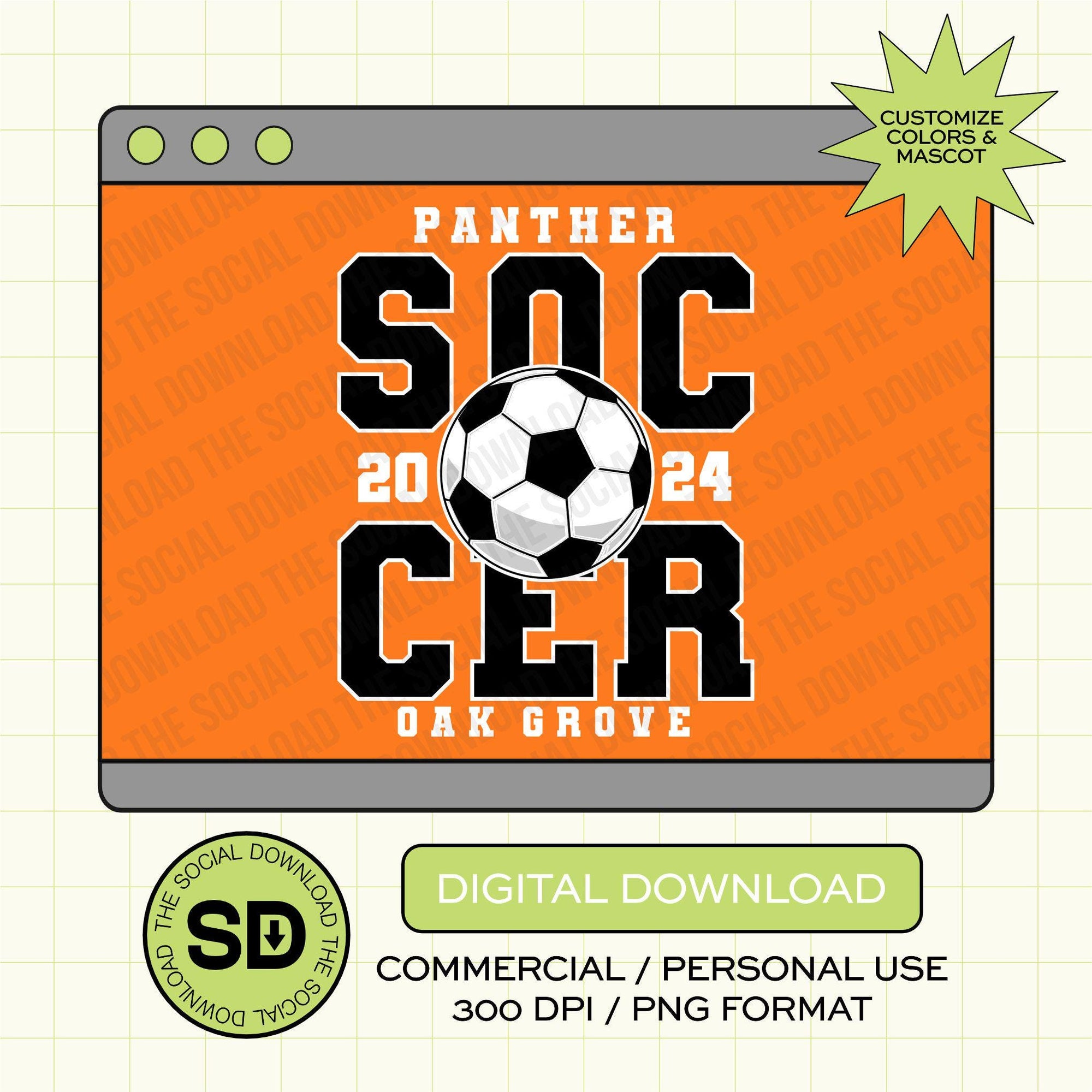 Two Line Soccer Custom School Spirit PNG File (SOCCER1003)
