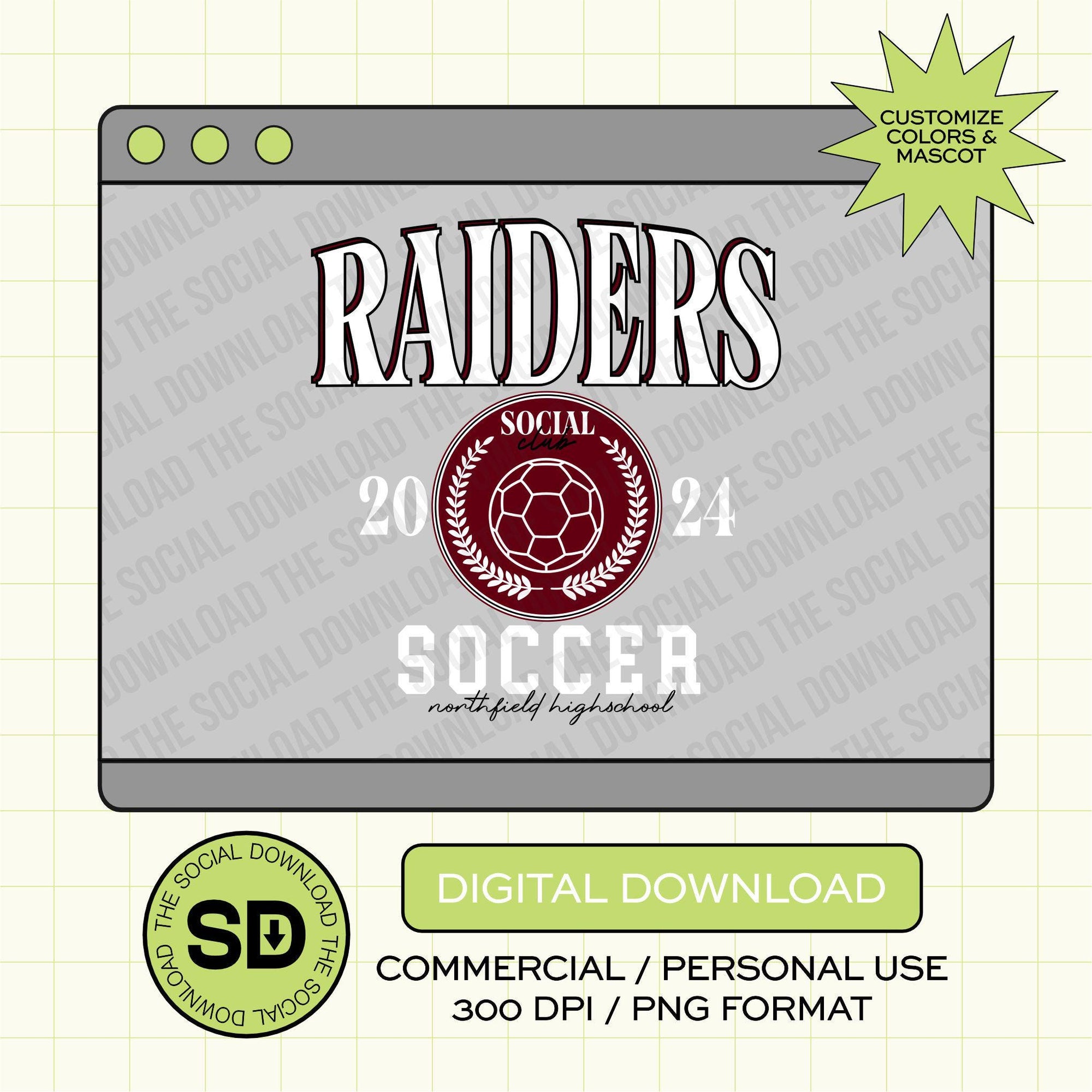 Soccer Social Club Custom School Spirit PNG File (SOCCER1009)